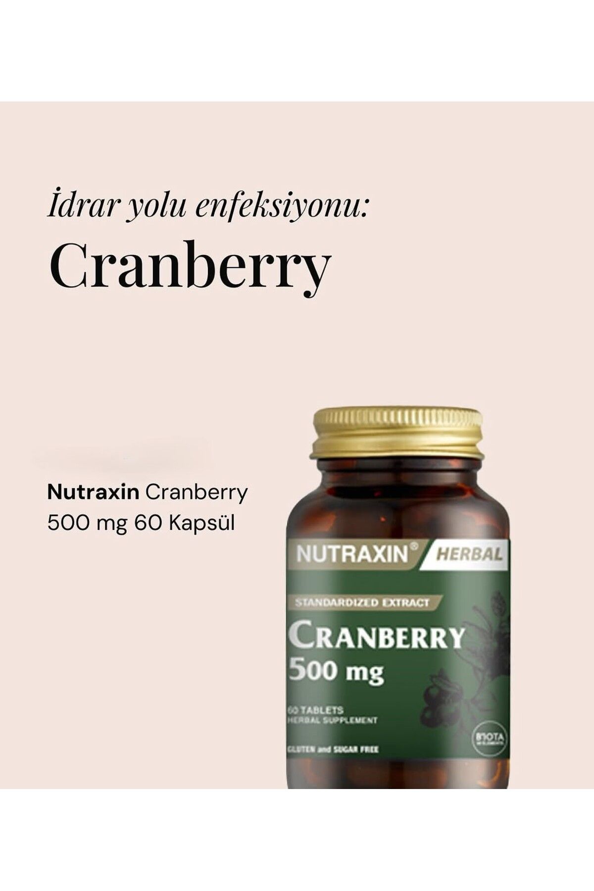 Nutraxin-Cranberry - Turna Yemişi 500 Mg 60 Tablet- 3