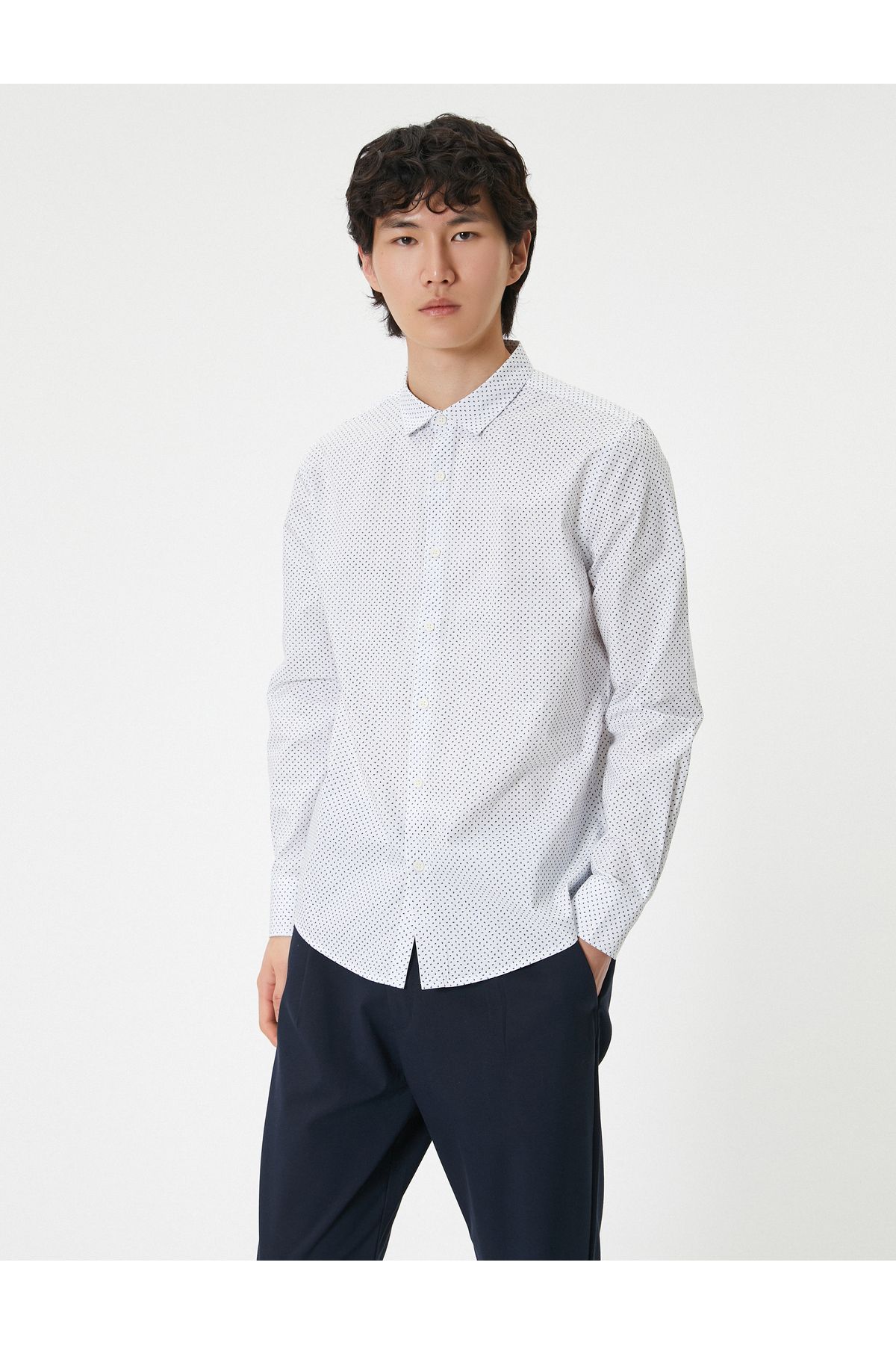 Koton-New Season Slim Fit Shirt Half Italian Collar Button Cotton 3