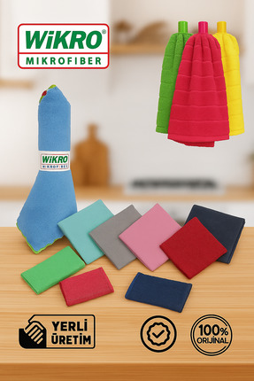 WİKRO Wikro Mikrofiber 12'li Çeyiz Temizlik Seti | Mop Ucu | Sünger | Yağ Sök...