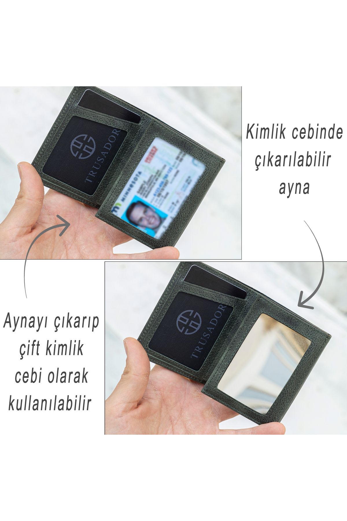 کیف پول زنانه MARSEILLE ZIPPERED GREEN ZIPPRED WALLET چرمی MIRRORED RFID مردانه محافظت شده Trusador