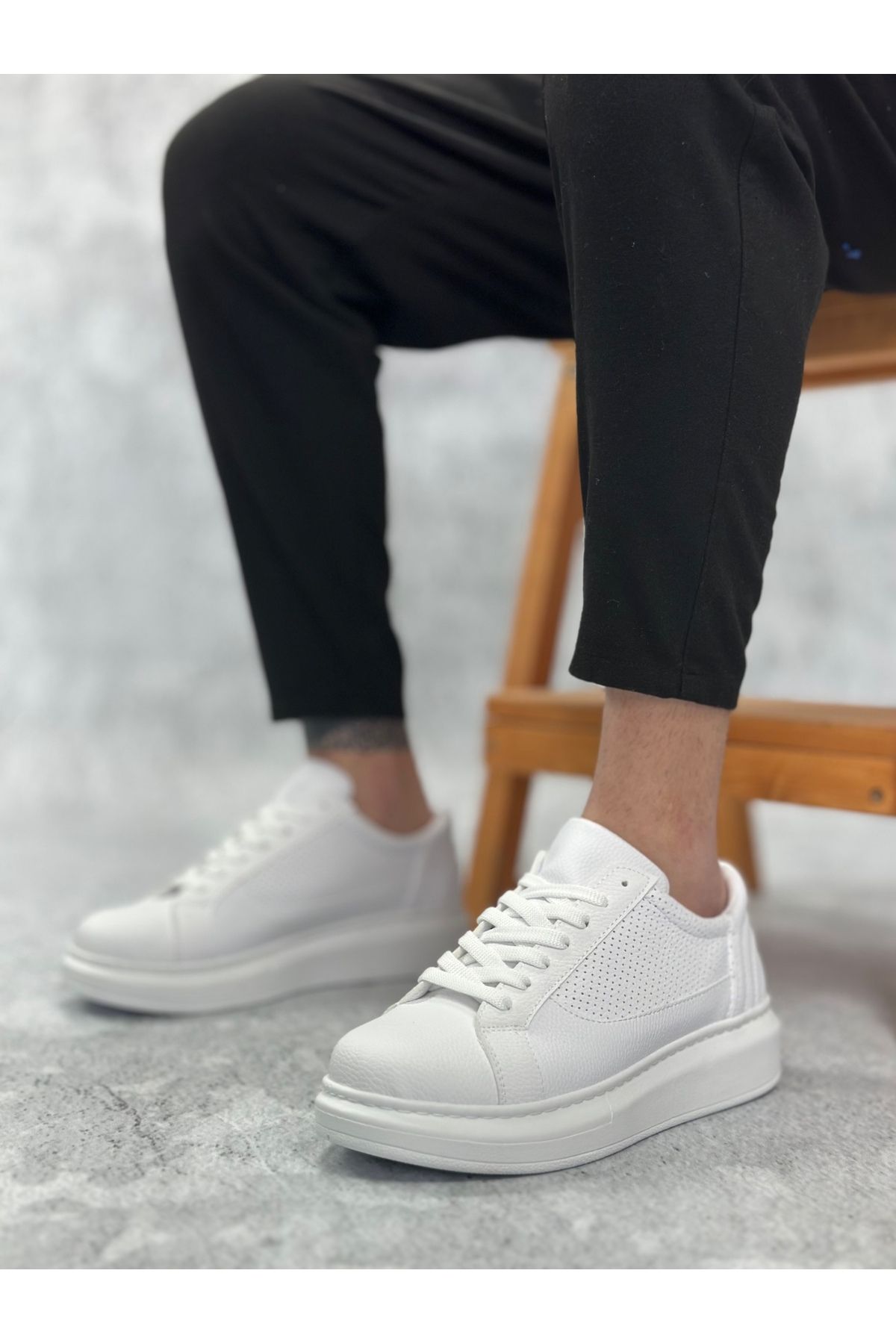 TUGERDİ Tugerdi, Alb, Gros, Zimțat, Cu Talpă Înaltă, Ușoară, Cu Șireturi, Pantofi Sport Pentru Bărbați Tge 230573 Masculin - 44
