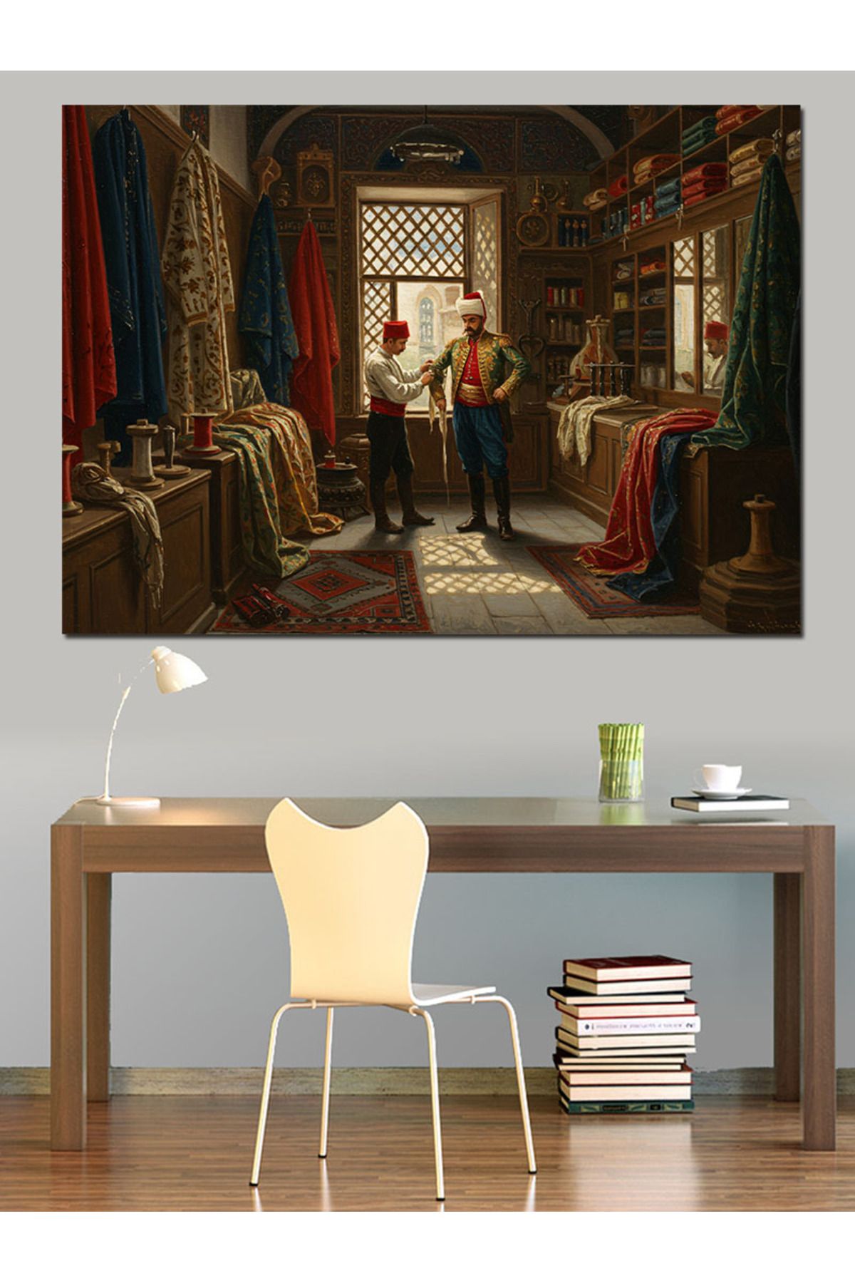 karizmart-Fabric Selection in Grand Bazaar Decorative Canvas - Mdf Wood Table 3