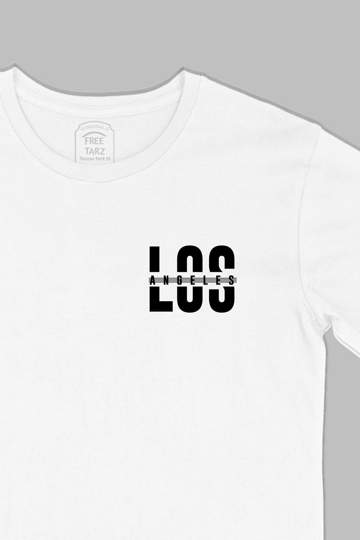 Free Tarz Tricou Alb Cu Buzunar Imprimat Cu Design Los Angeles Unisex - M