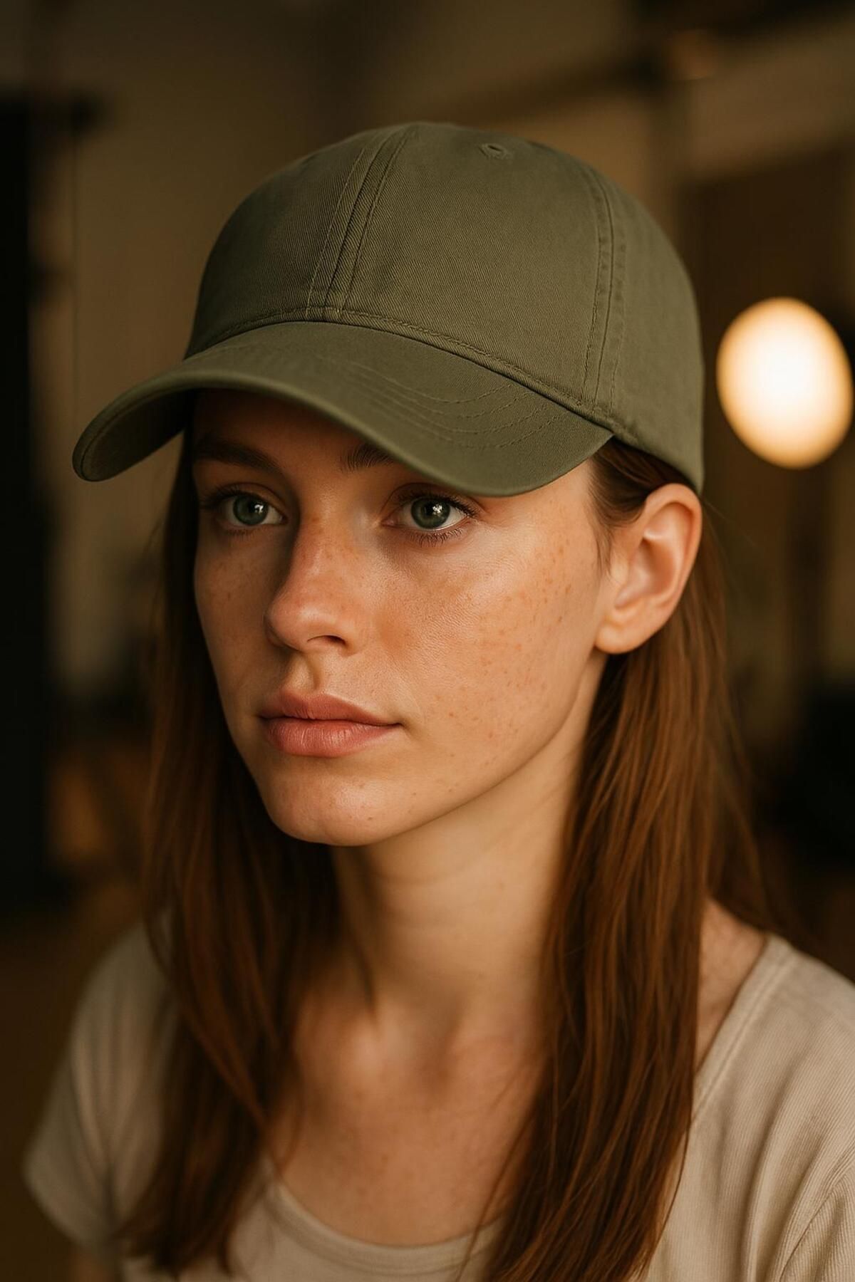 derikem-Unisex Basic Azarli Baseball Cap Cream-Khaki 3