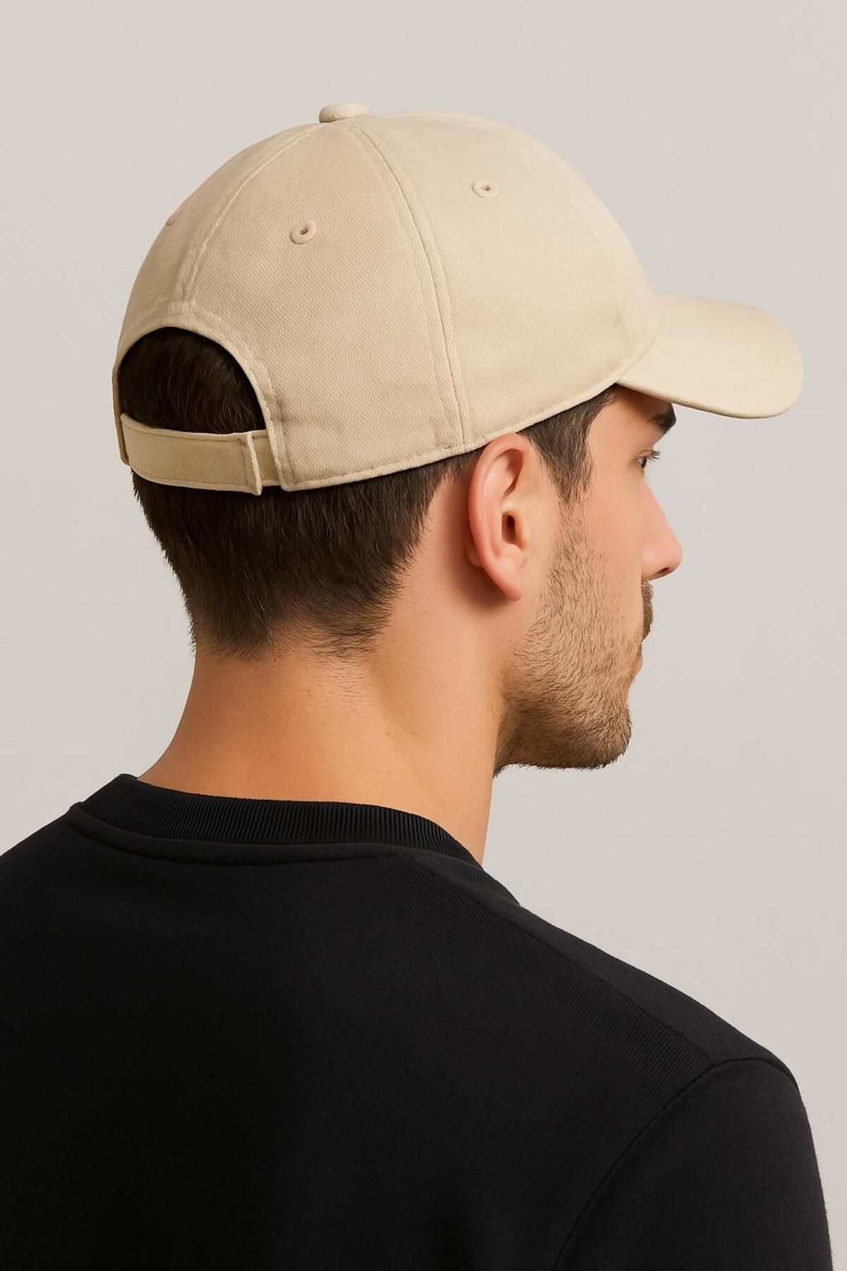 derikem-Unisex Basic Azarli Baseball Cap Cream-Khaki 8