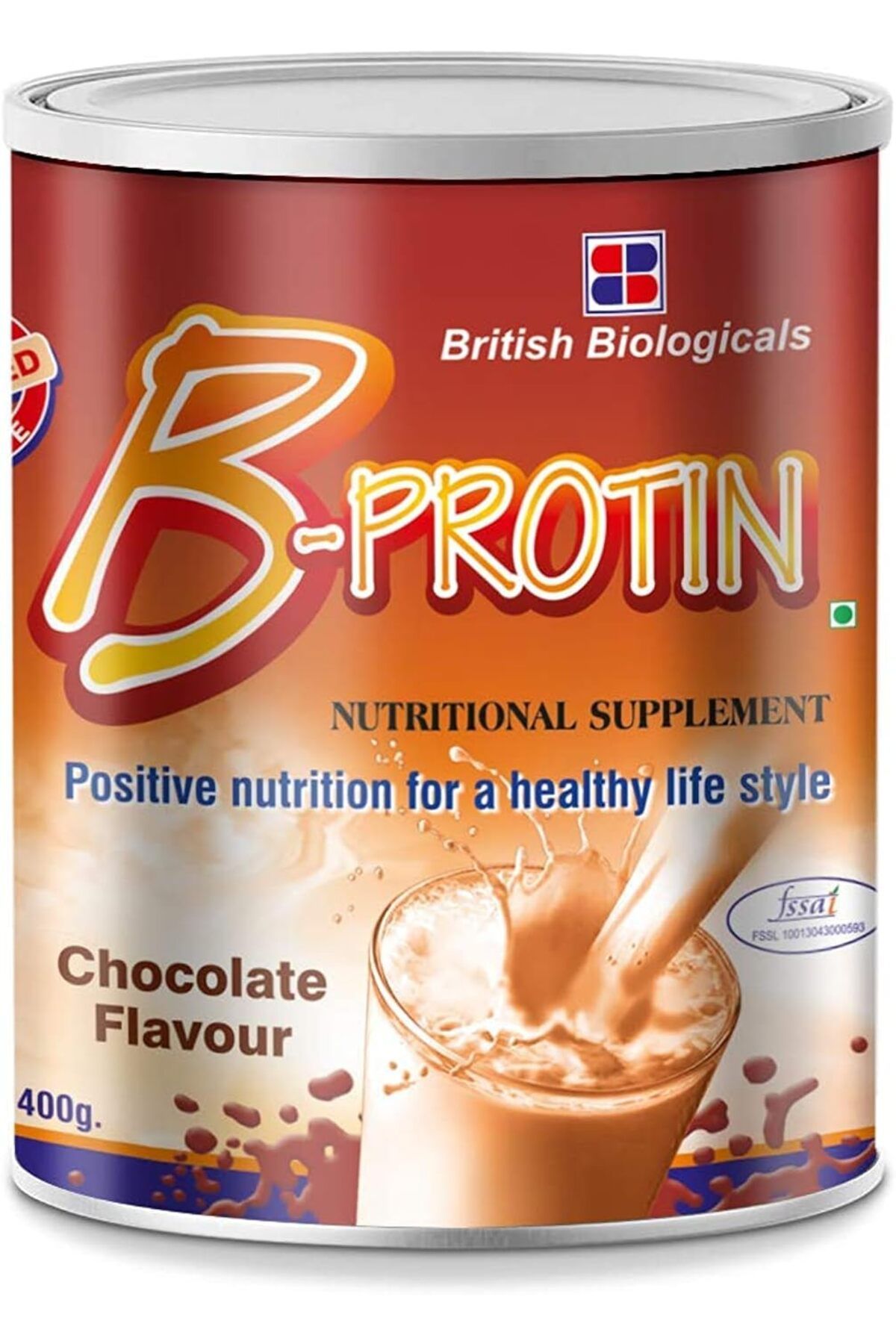 British Biologicals-B PROTEIN CHOCOLATE FLVOUR 400GM 1