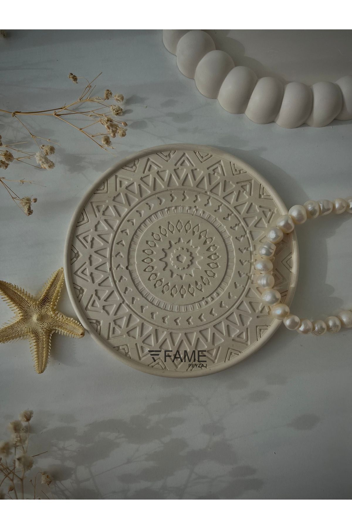 SerenityHaven 6'lı İskandinav Dekoratif Tabak Seti, Mandala Bardak Altlığı, Mum ve Takı Tabağı, Pinterest Sunumlu