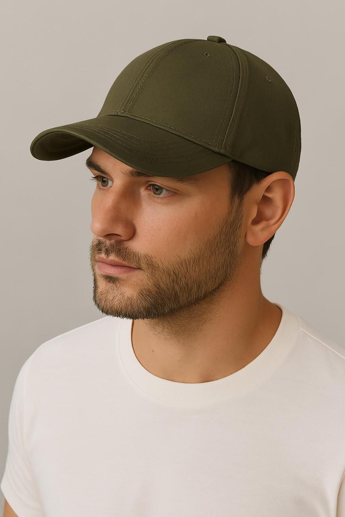 derikem-Unisex Basic Azarli Baseball Cap Cream-Khaki 2