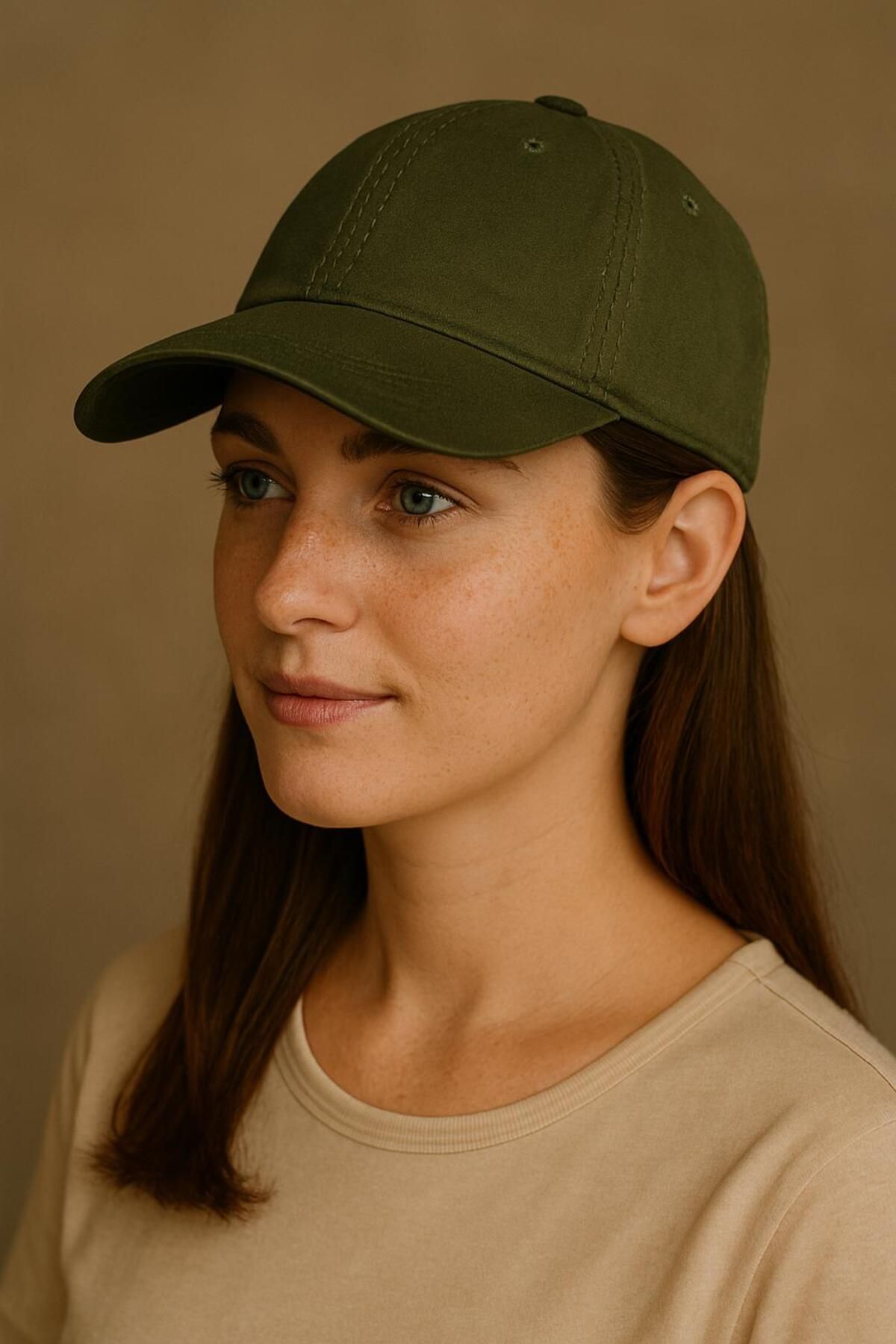 derikem-Unisex Basic Azarli Baseball Cap Cream-Khaki 6
