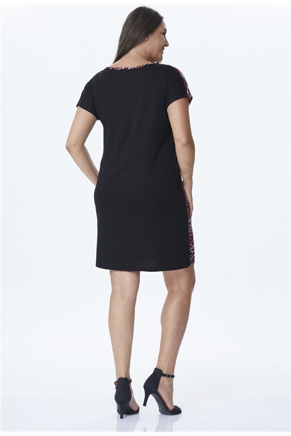MYLİNE-Back Knitted Front Woven Loose Dress 2