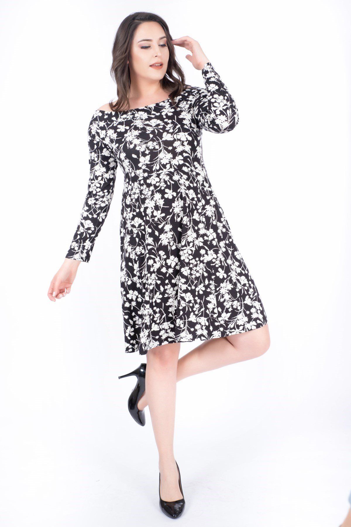 MYLİNE-Long Sleeve Combed Cotton Dress 1