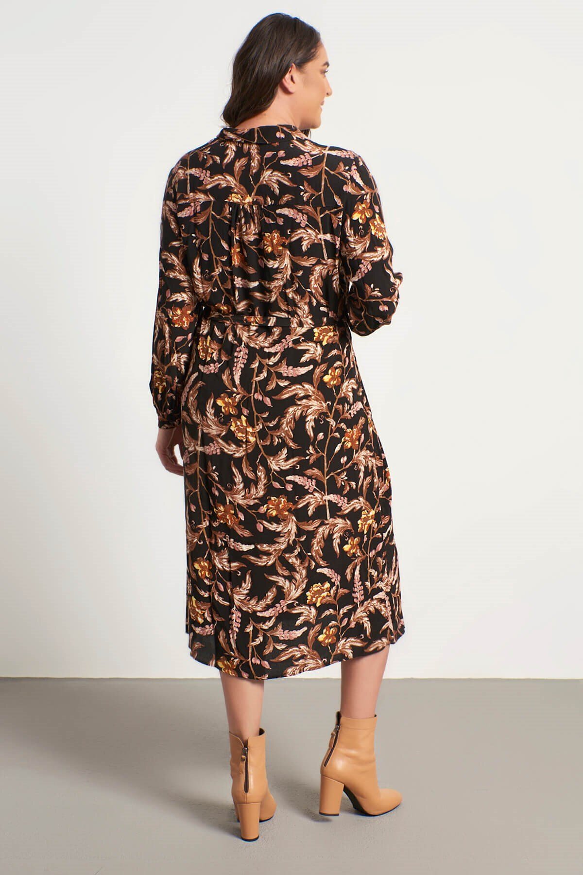 MYLİNE-Belted Shirt Dress with Pockets 5