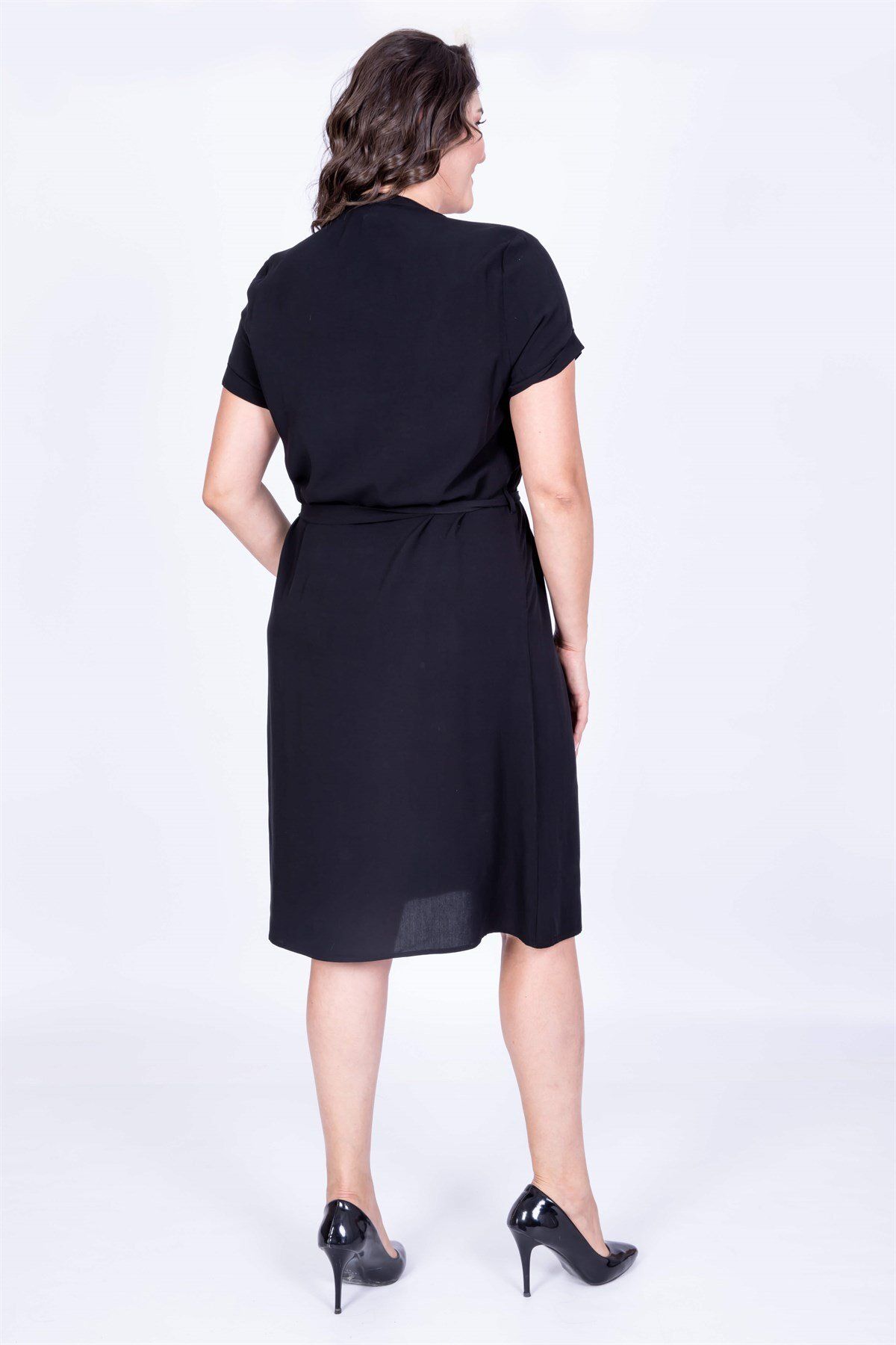 MYLİNE-Short Sleeve Front Button Dress 3