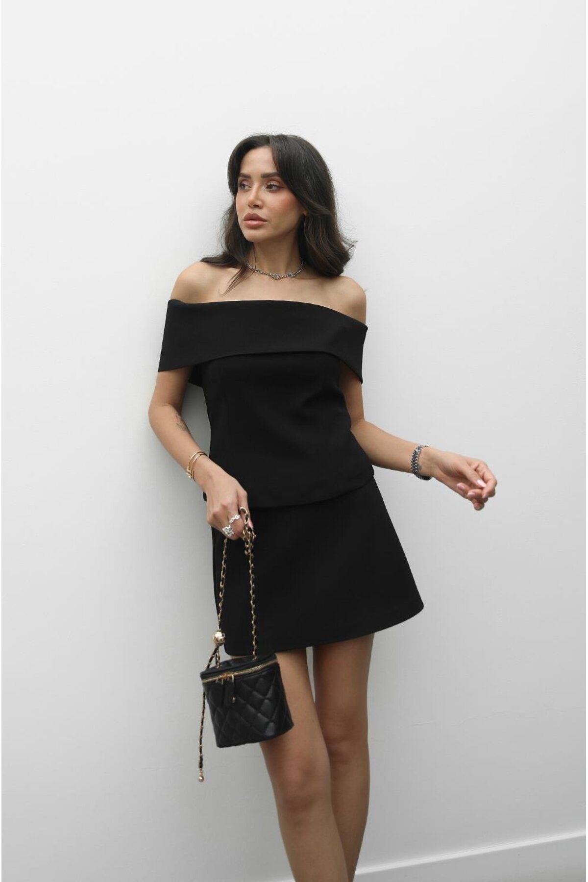 Havoş-Black Madonna Collar Blouse Skirt Set 5
