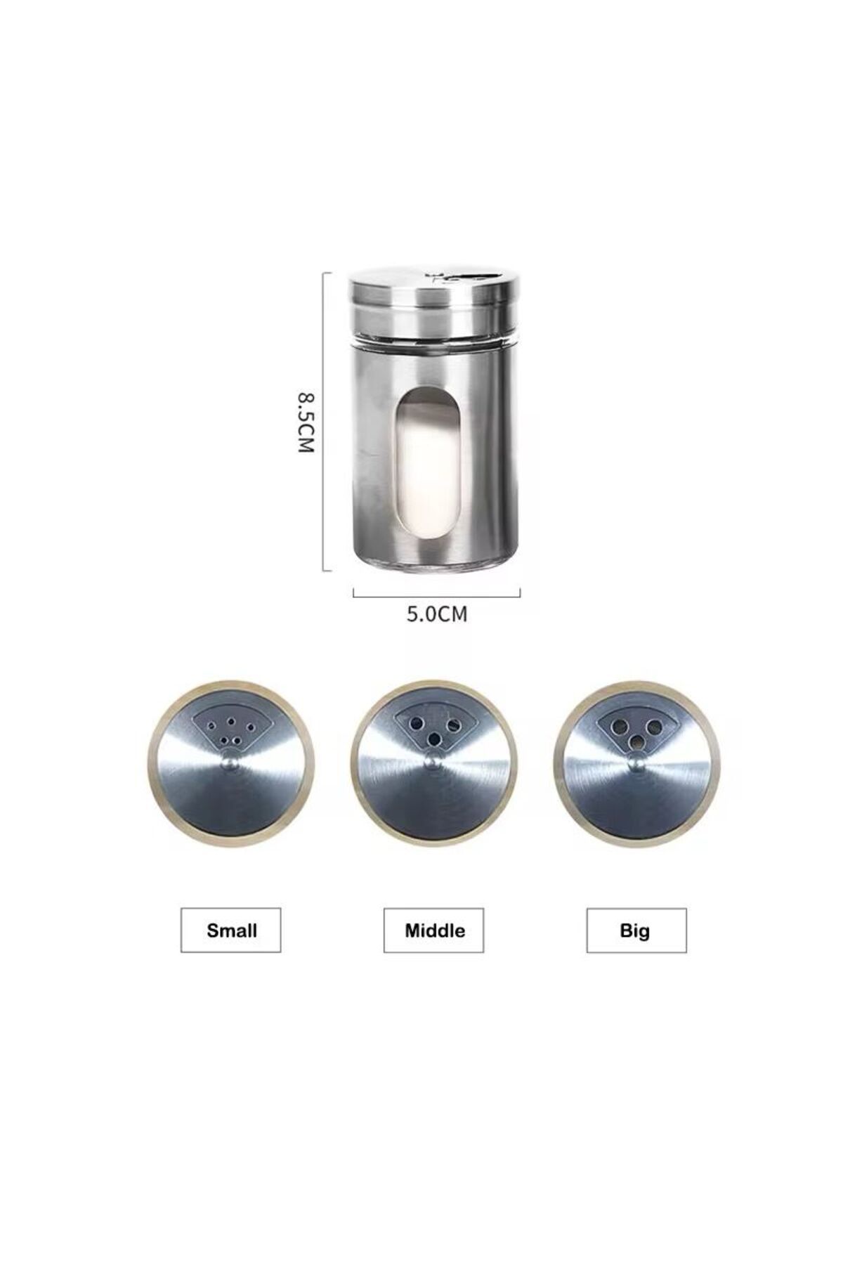 OLİVYA-12'Li Metal Coated Glass Salt-Pepper Spice Container 6