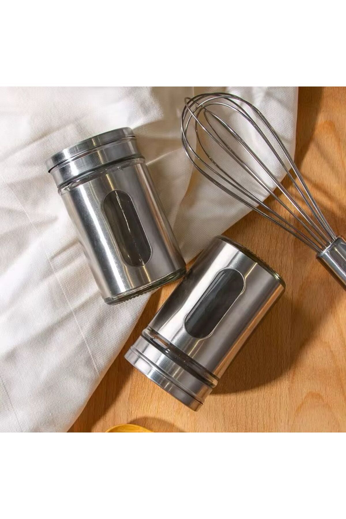 OLİVYA-12'Li Metal Coated Glass Salt-Pepper Spice Container 4