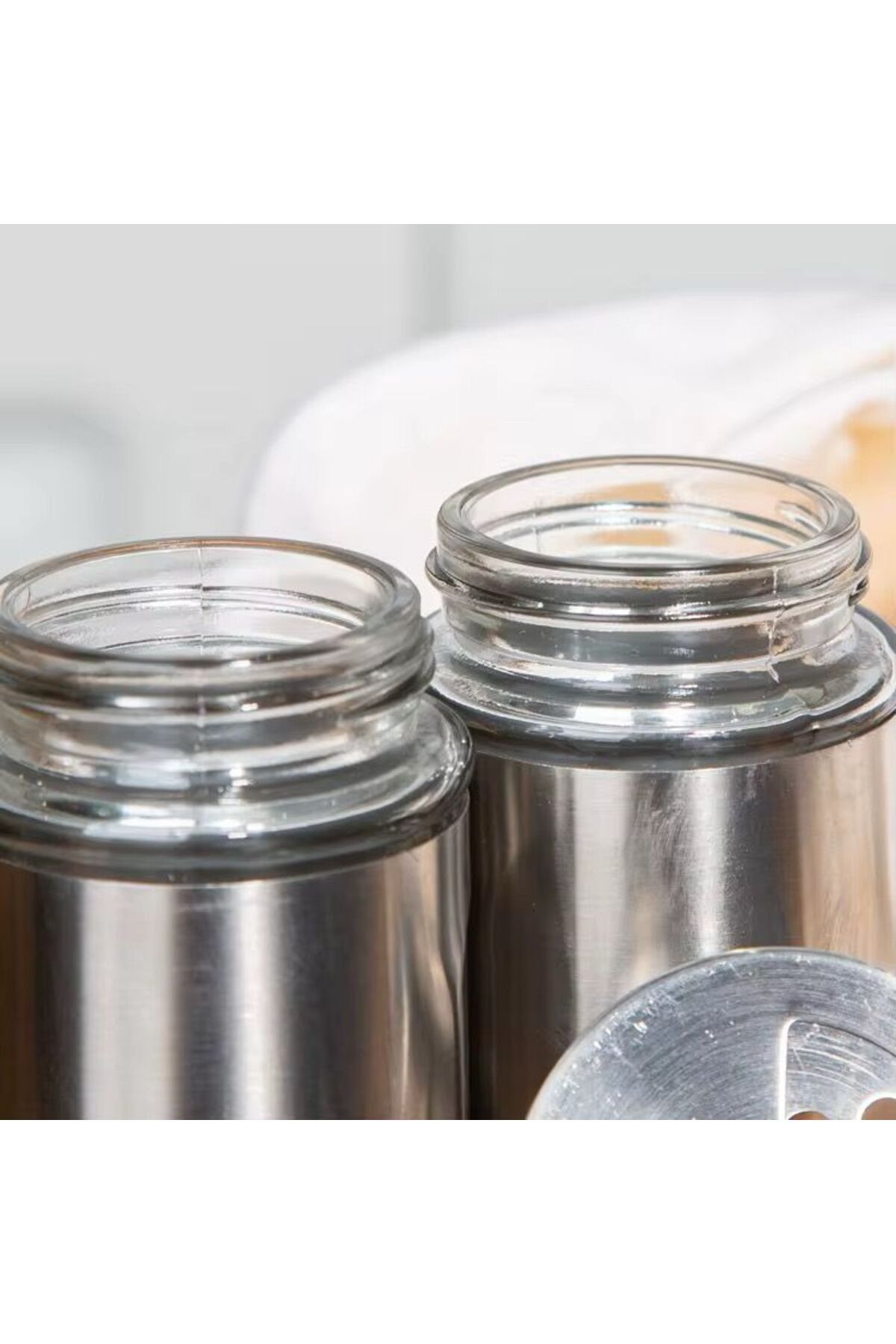 OLİVYA-12'Li Metal Coated Glass Salt-Pepper Spice Container 5