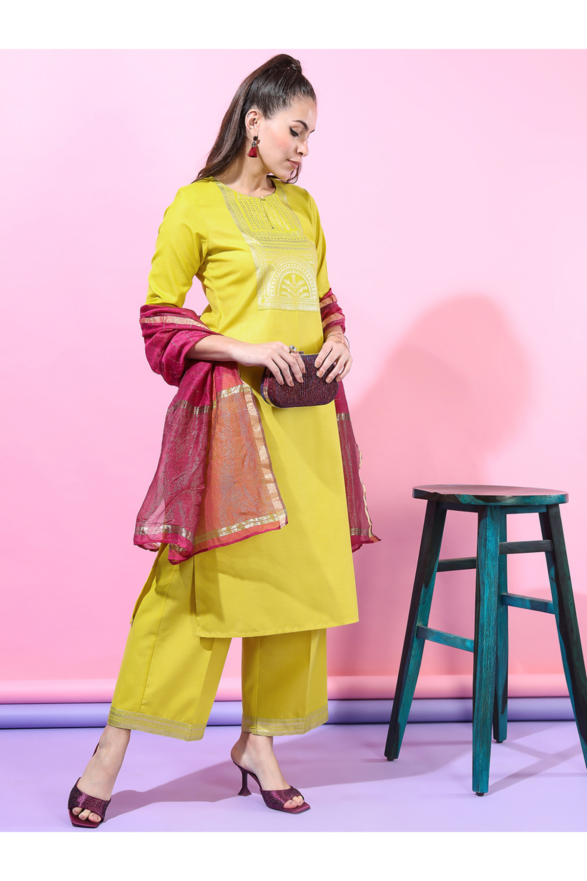 Vishudh By Styli-Women Lime Green Printed Kurta Set 5