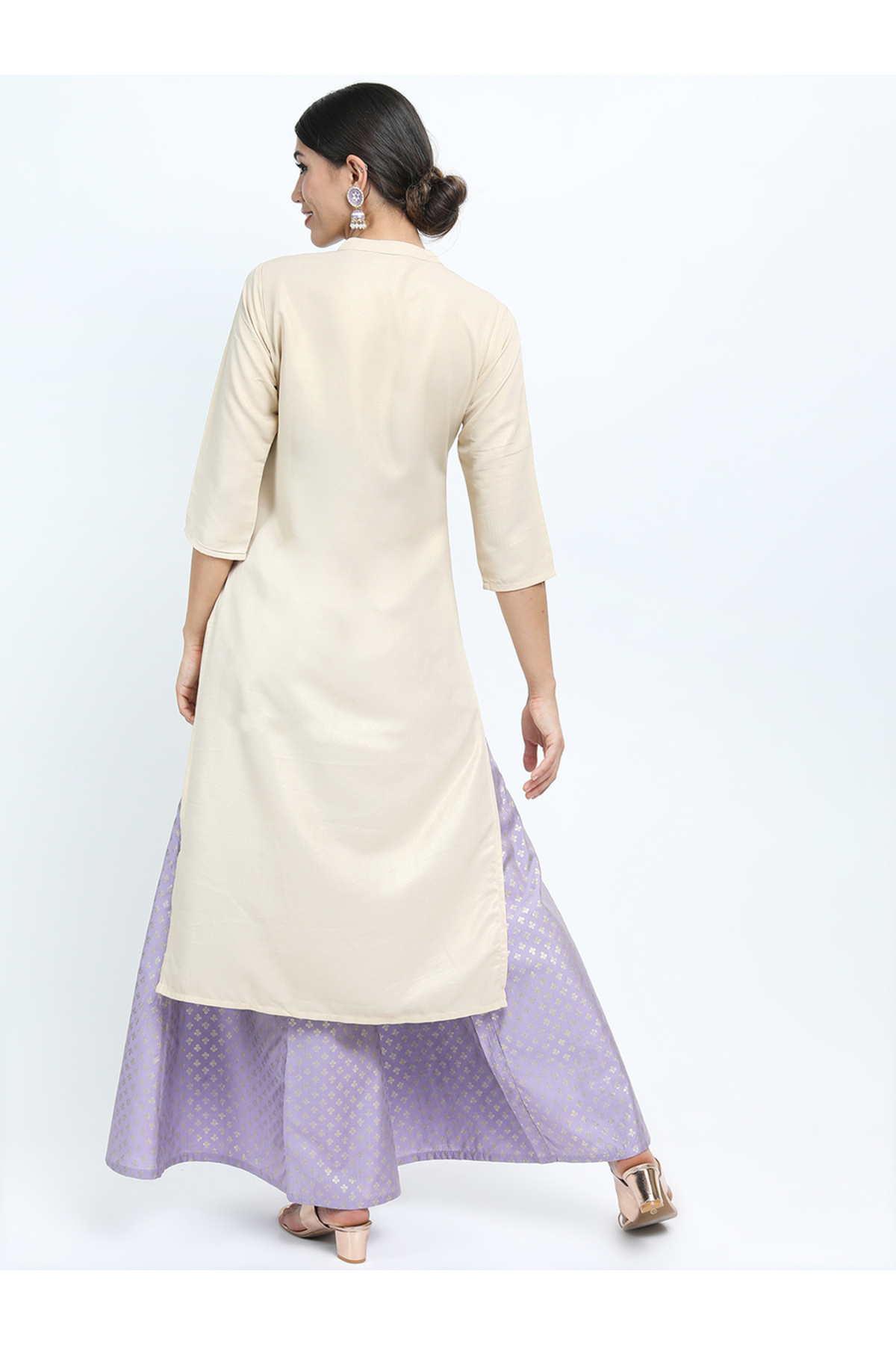 Vishudh By Styli-Women Cream Straight Kurta 3