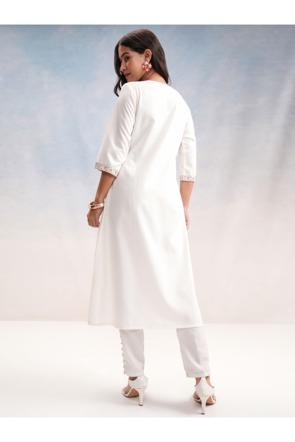 Vishudh By Styli-Floral Embroidered A-Line Kurta 3