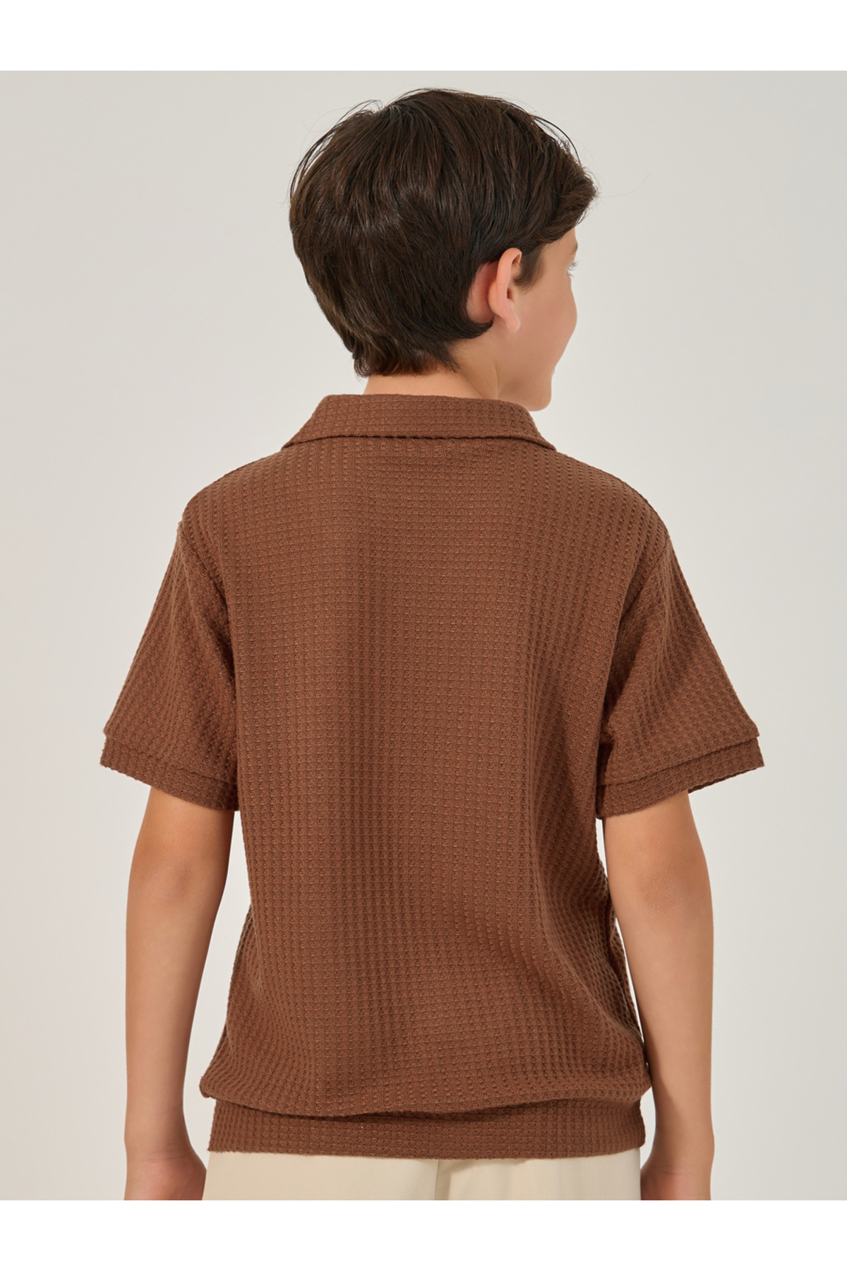 Styli-Textured Polo Neck T-Shirt 4