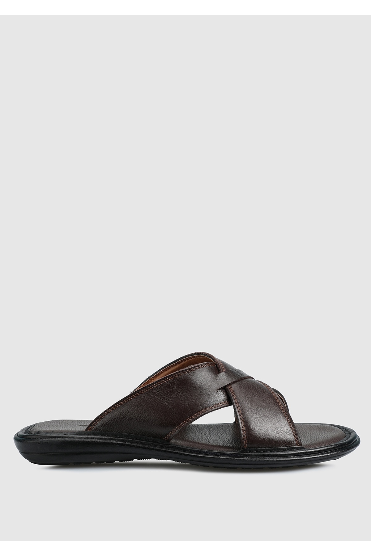 Eclipse-Men's Brown Leather Slippers 1