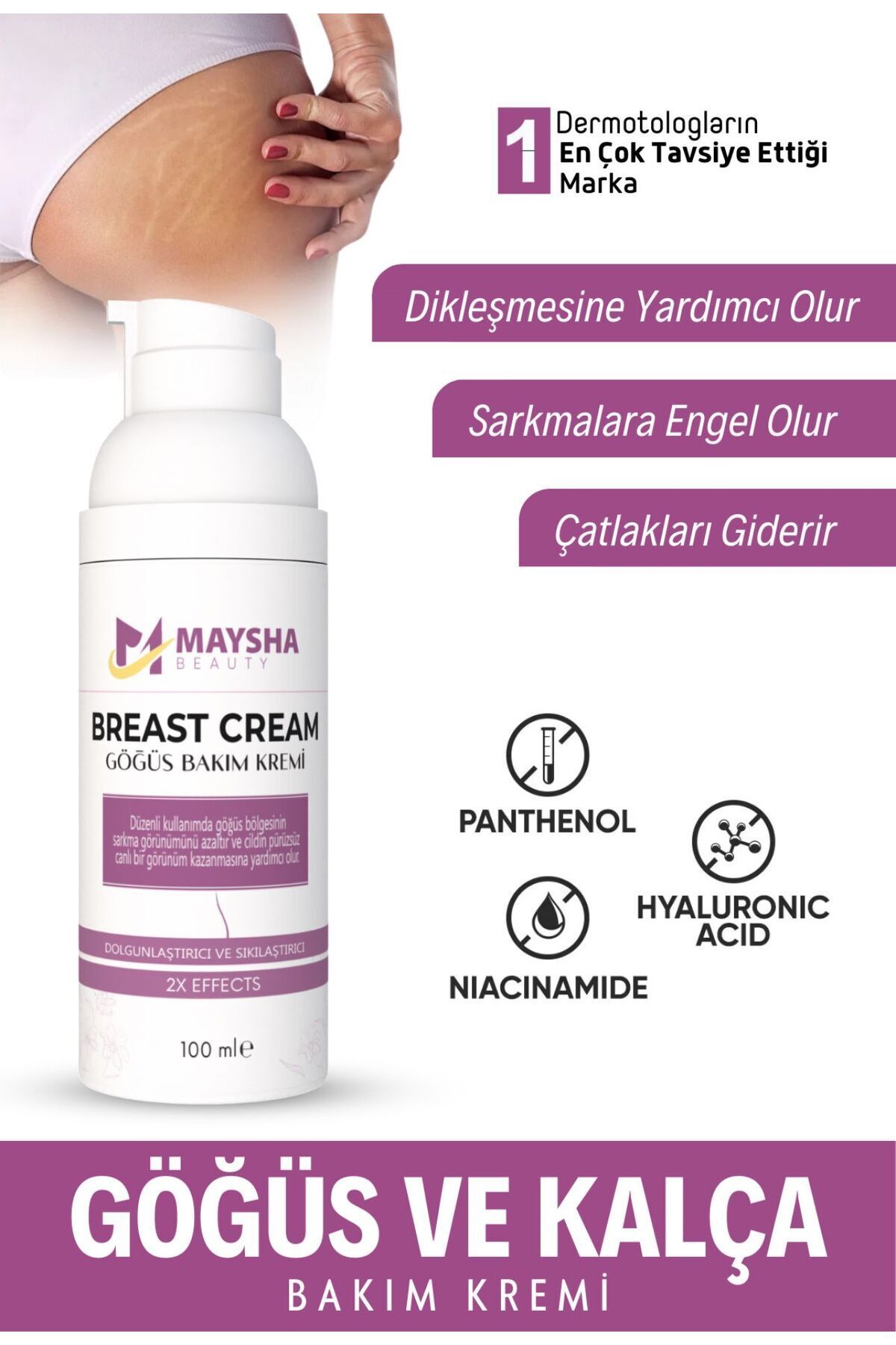 Göğüs Ve Kalça Çatlak Giderici Göğüs Kalça Bakım Kremi 100ml