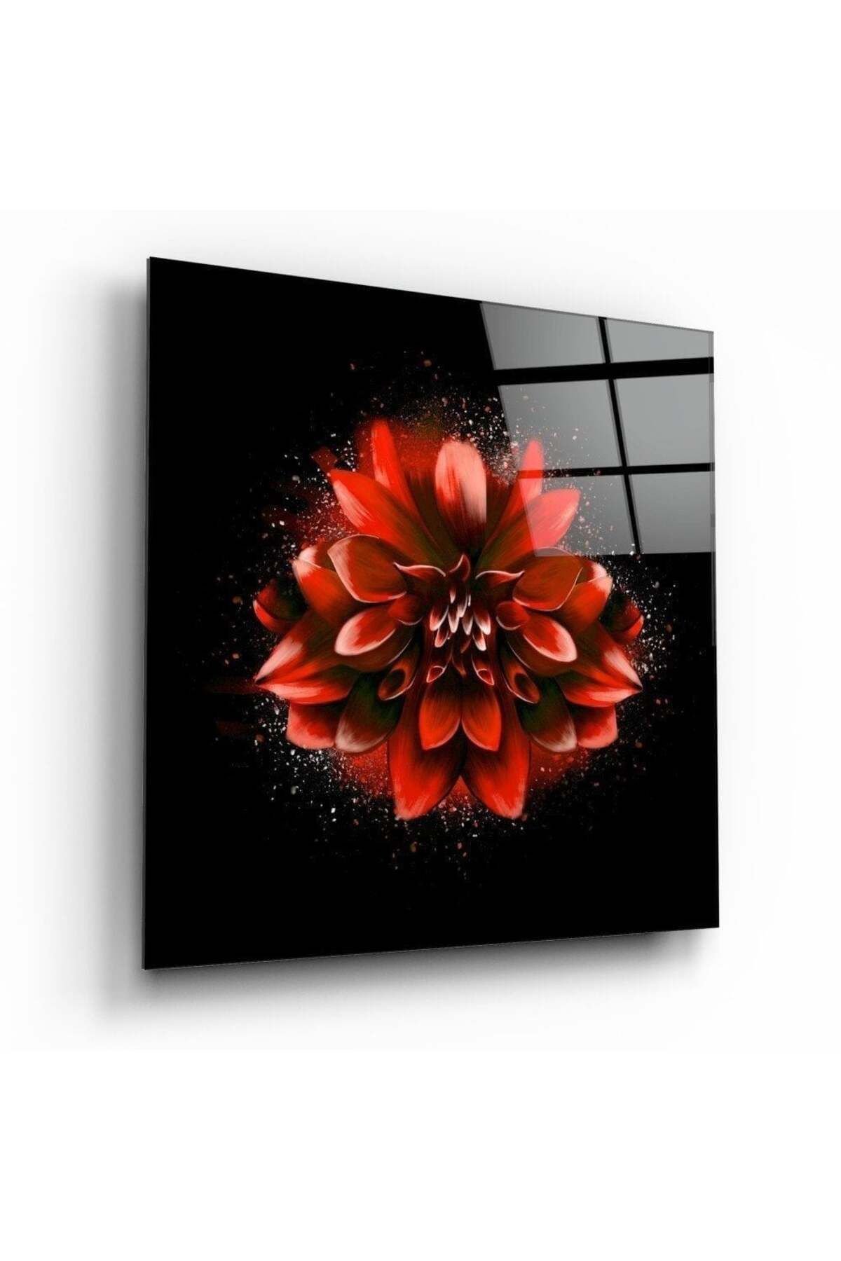 First Date Kırmızı Lotus Cam Tablo