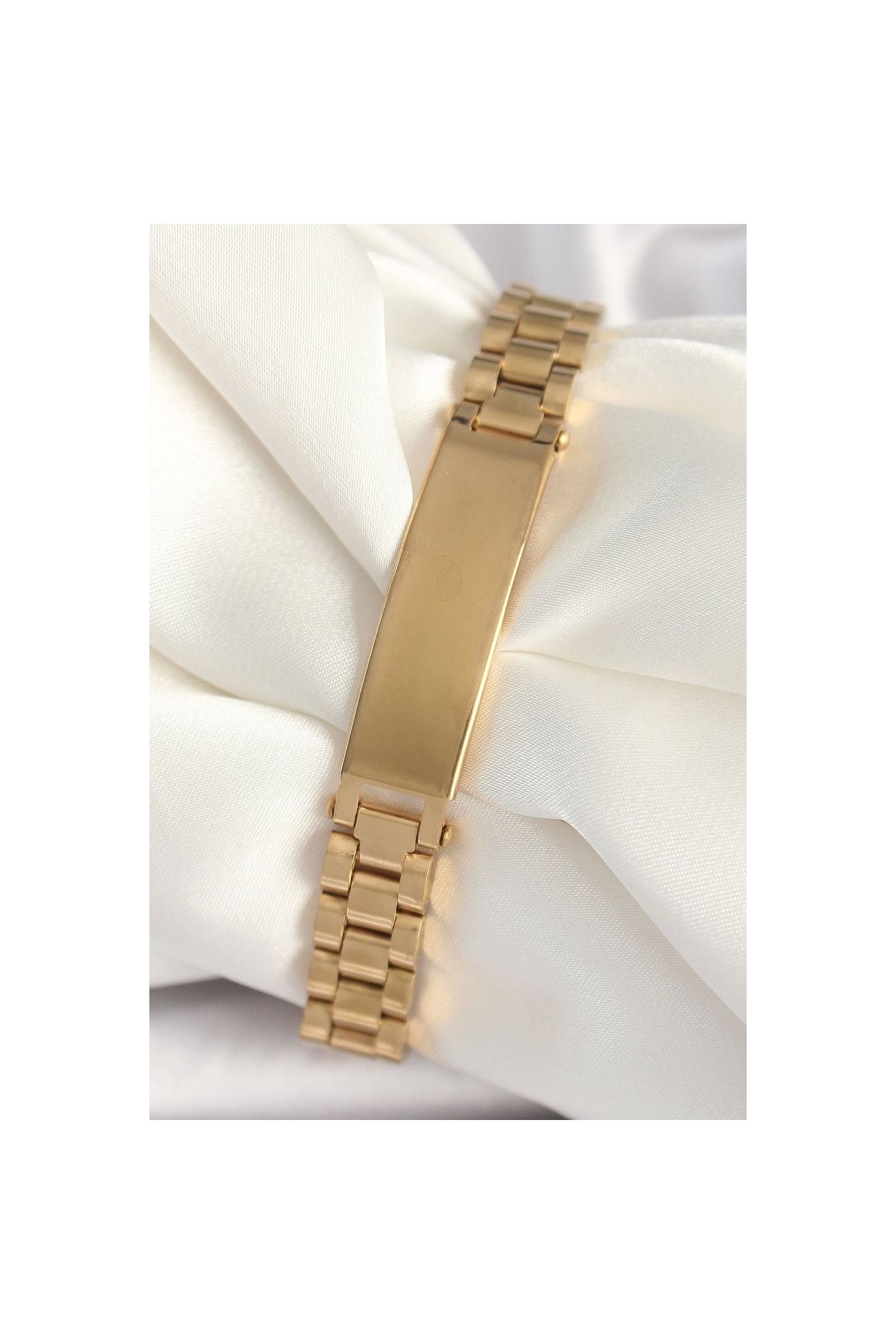 Narnuga 316L Çelik Gold Renk Zincir Künye Model Erkek Bileklik - TJ-EB3725