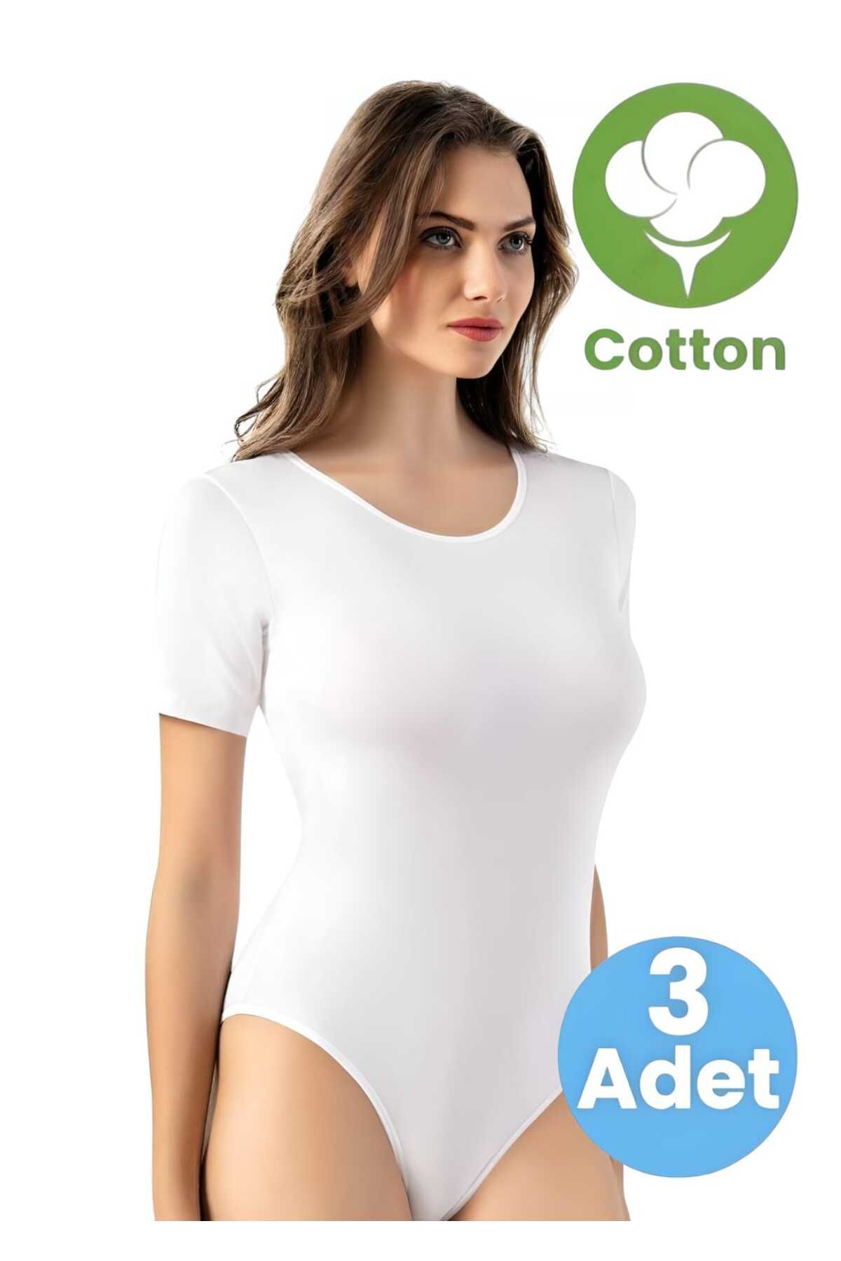 Uniquetrenders Body Din Bumbac Cu Mânecă Scurtă, 3 Piese, Cu Închidere Automată Femeie - L