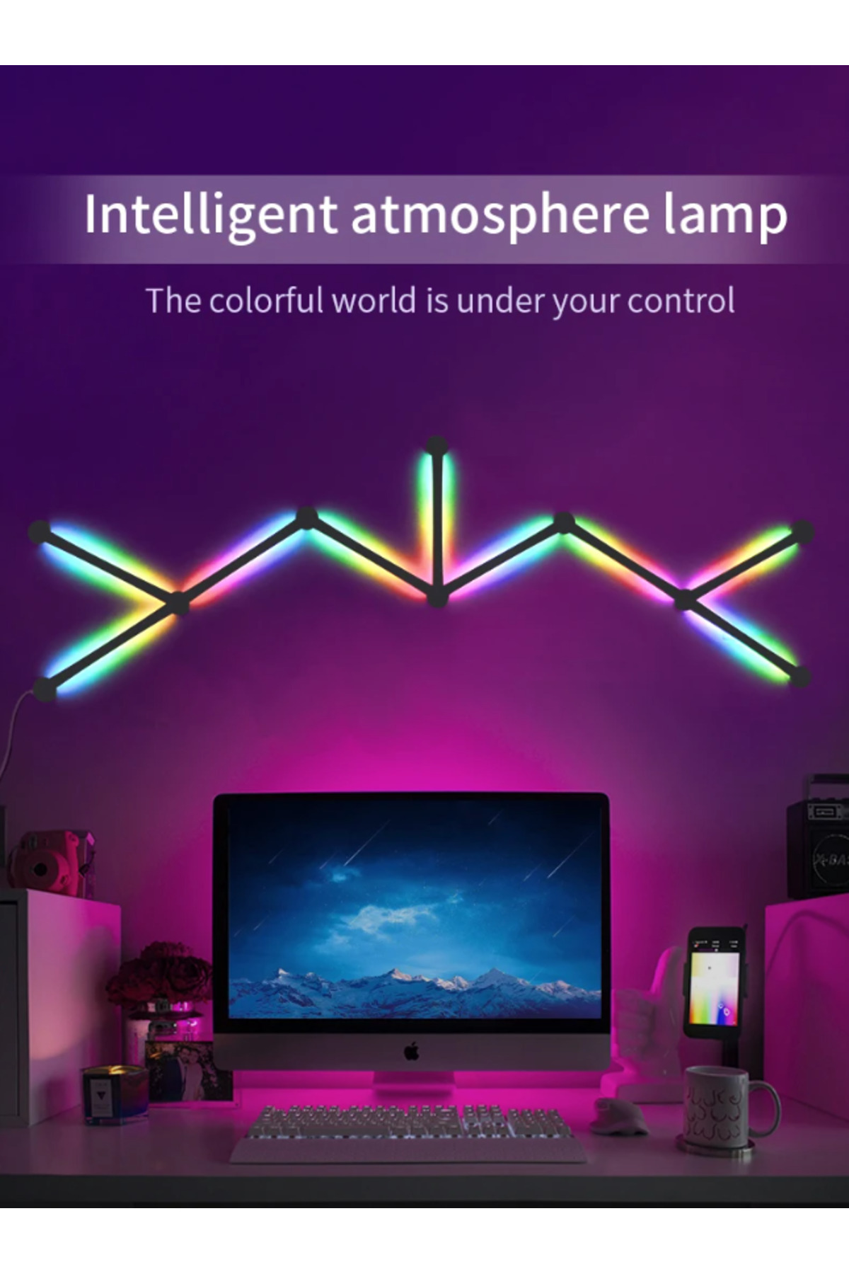 Generic-Smart Led Wall Light Bars Ambient Rgb Bluetooth Wifi Tuya App Control Music Sync (9 LIGHT BARS) 1