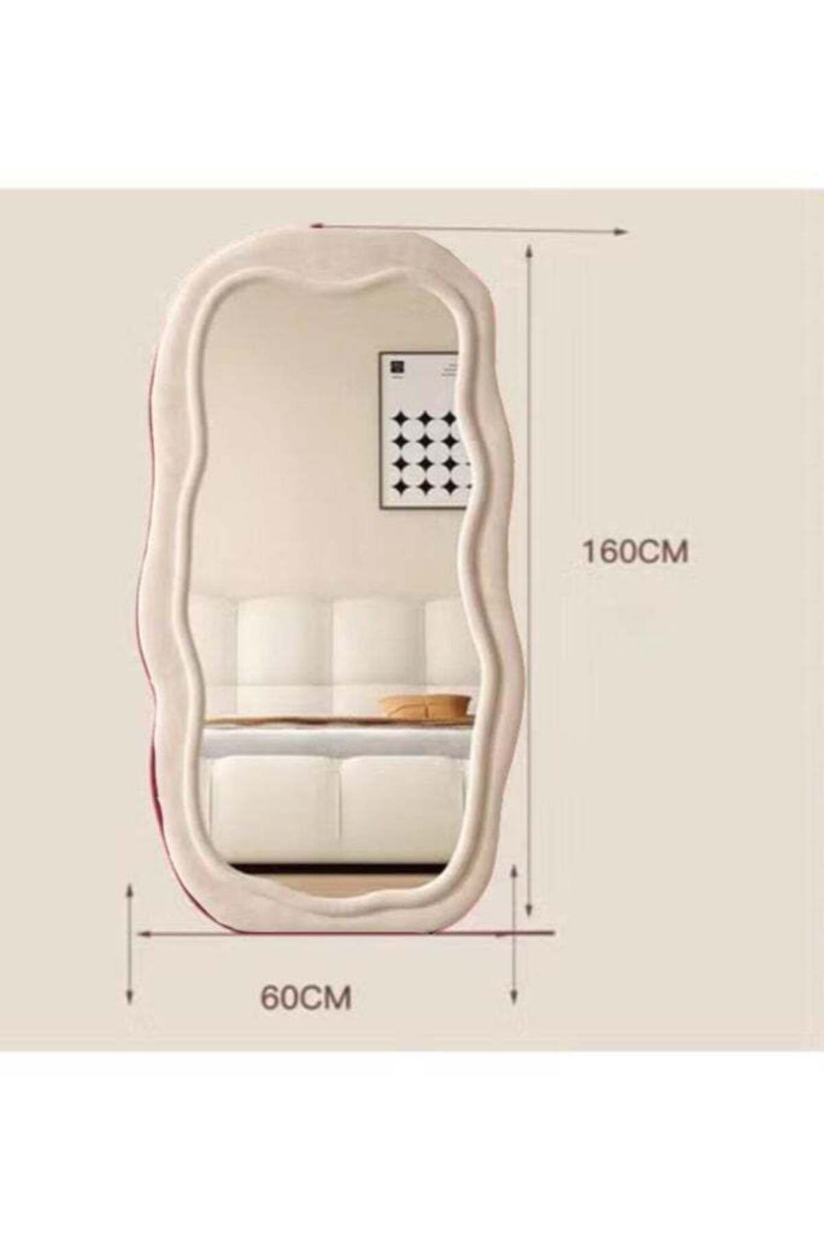 COOYA-Full-Length Mirror, Irregular Wavy Shape, Easy to Move, Suitable for Clothing Fitting (White) 3