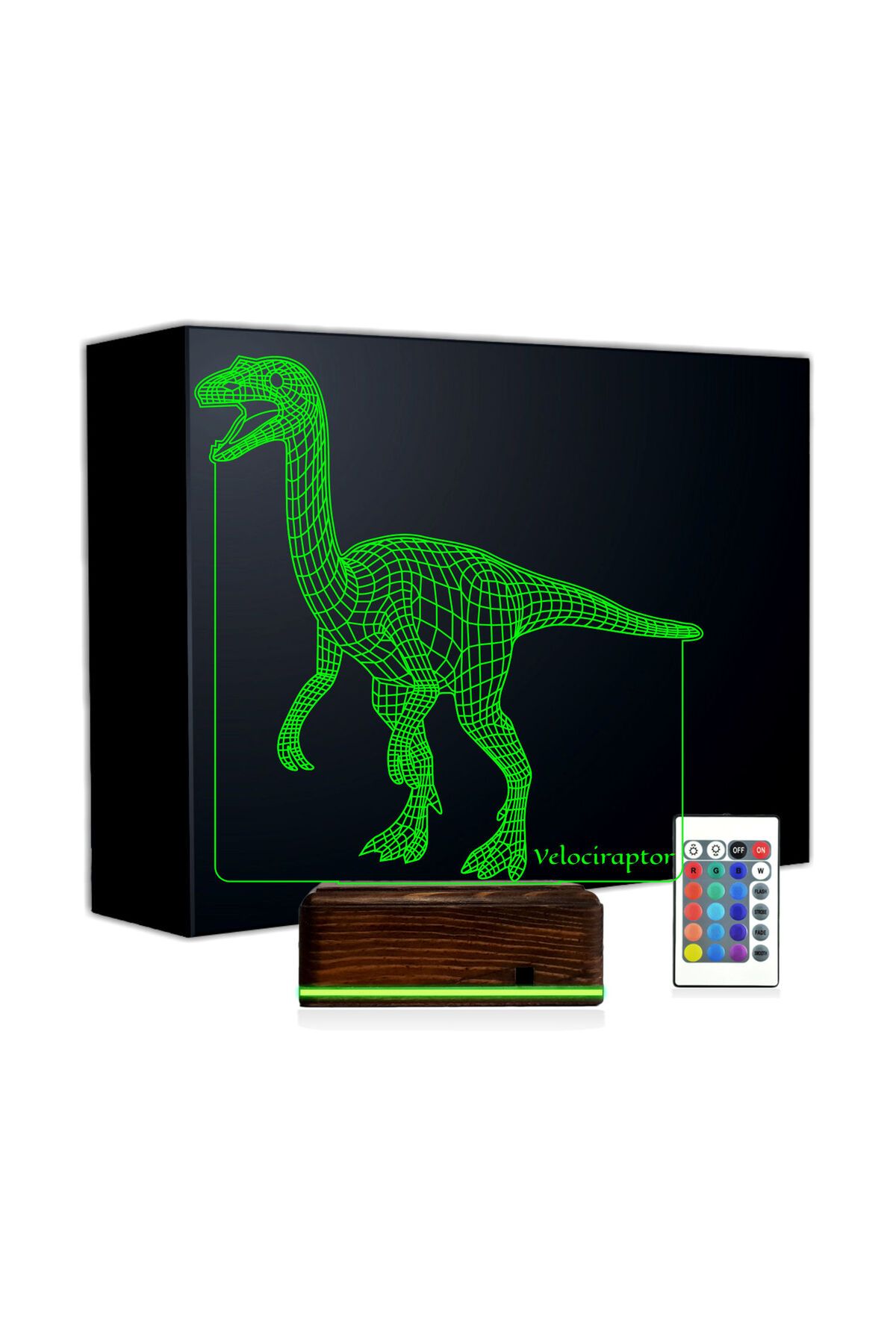Kirppi 3d Lamba Dinozor Velociraptor Masa Gece Lambası