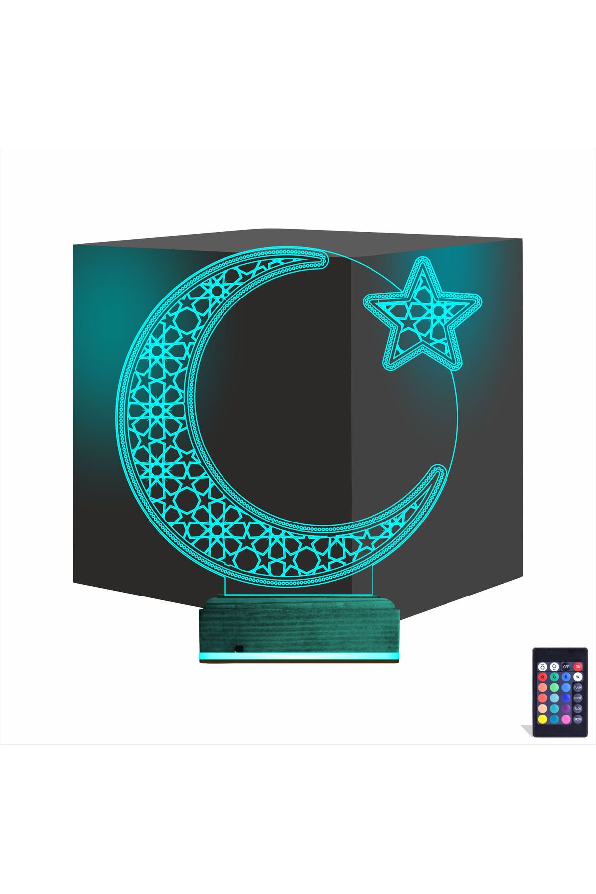 Kirppi 3d Lamba Ay Yıldız Türk Bayrağı Masa Gece Lambası-1