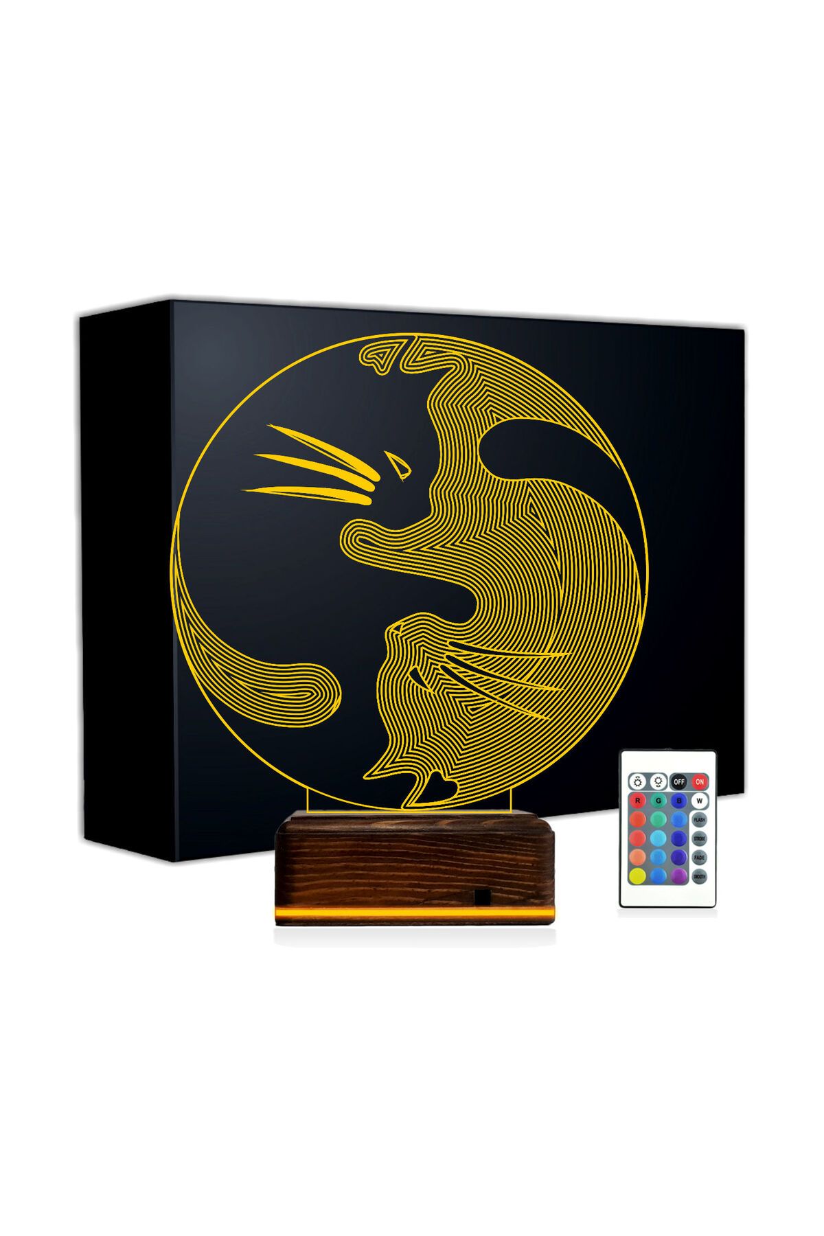 Kirppi 3d Lamba Kedi Ying Yang Denge Masa Gece Lambası