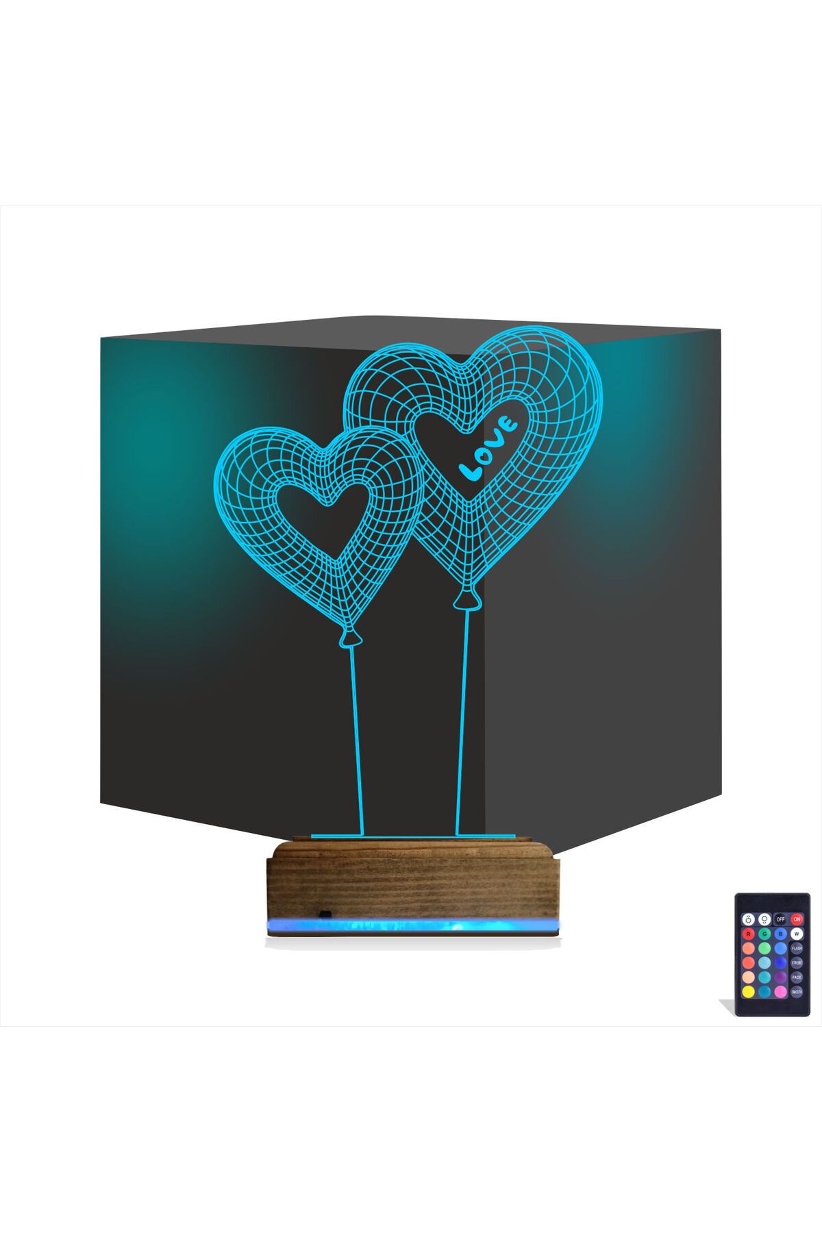 Kirppi 3d Lamba Balon Kalp Love Sevgiliye Hediye Masa Gece Lambası