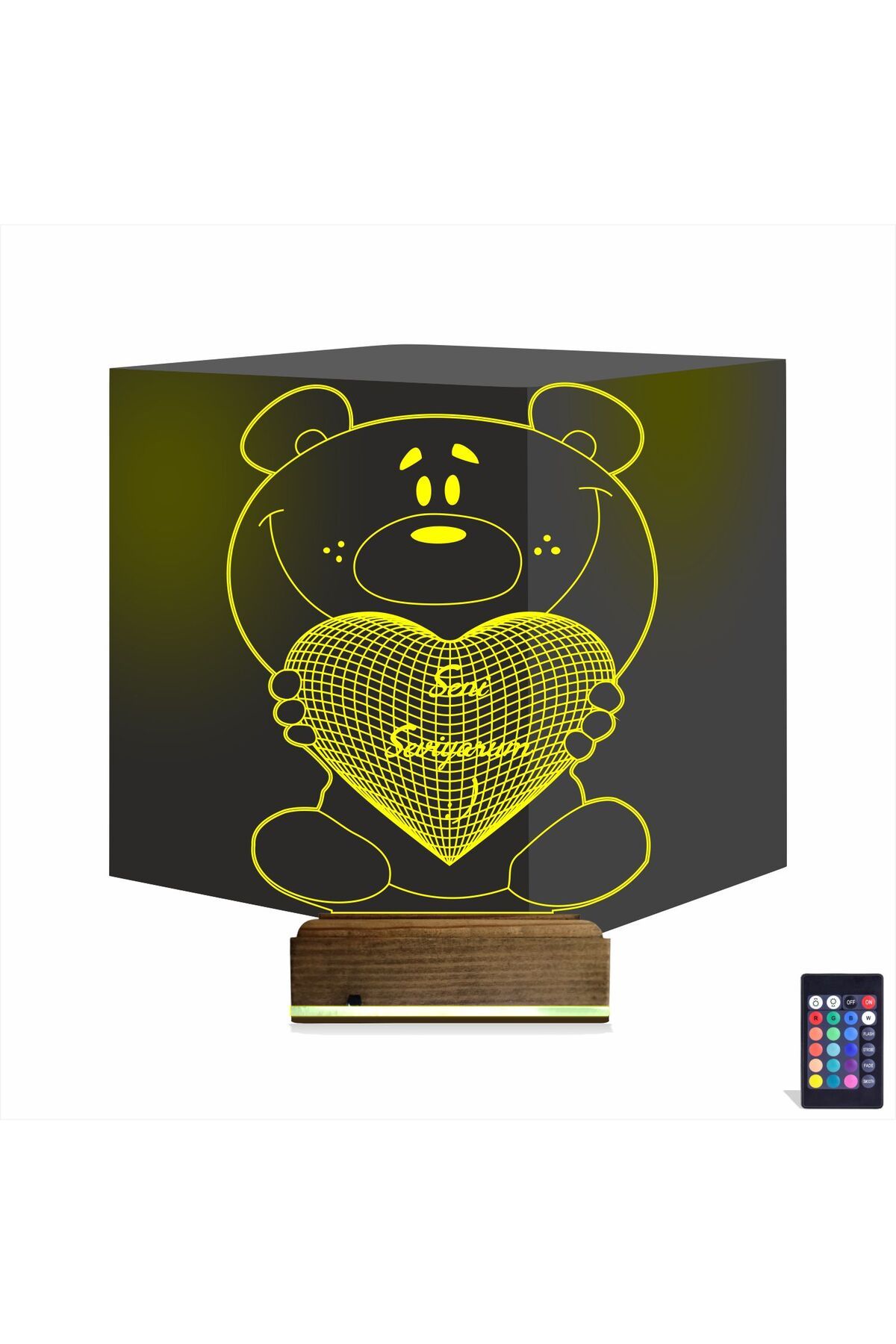Kirppi 3d Lamba Ayıcık Kalp Seni Seviyorum V3 Masa Gece Lambası