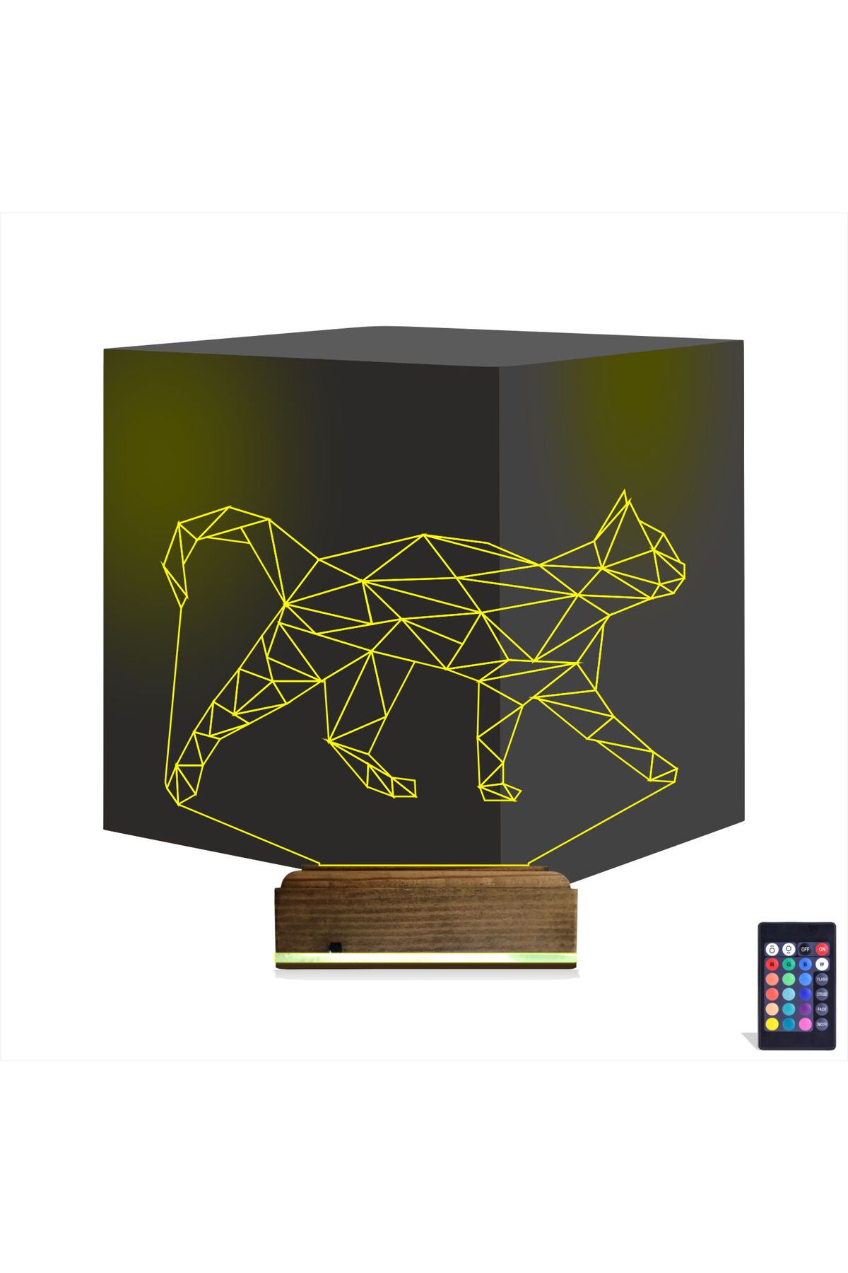 Kirppi 3d Lamba Kedi Polygonal Tasarım Masa Gece Lambası