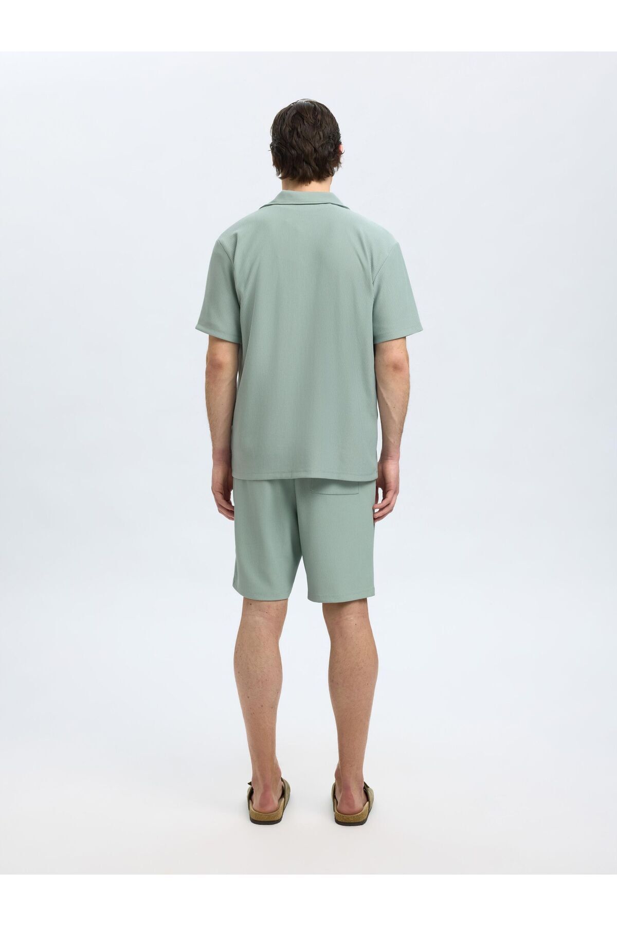 Selected Homme-Kurzarmhemd Geripptes cuban collar 3