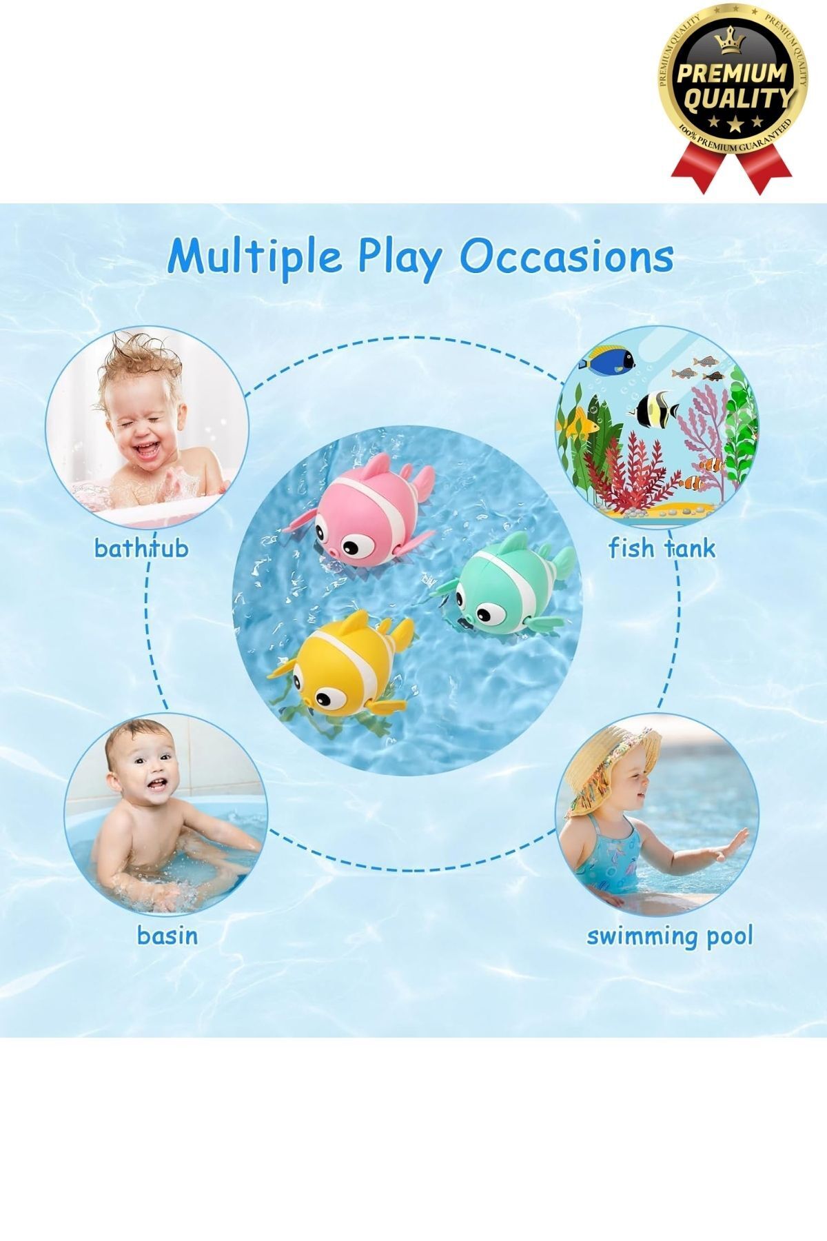 Svein Özel Üretim Banyo Arkadaşı Eğlenceli Bebek Çocuk Renkli Oyuncak Kurmalı Yüzen Hareketli Banyo Balığı fotoğrafı 4 (önizleme)