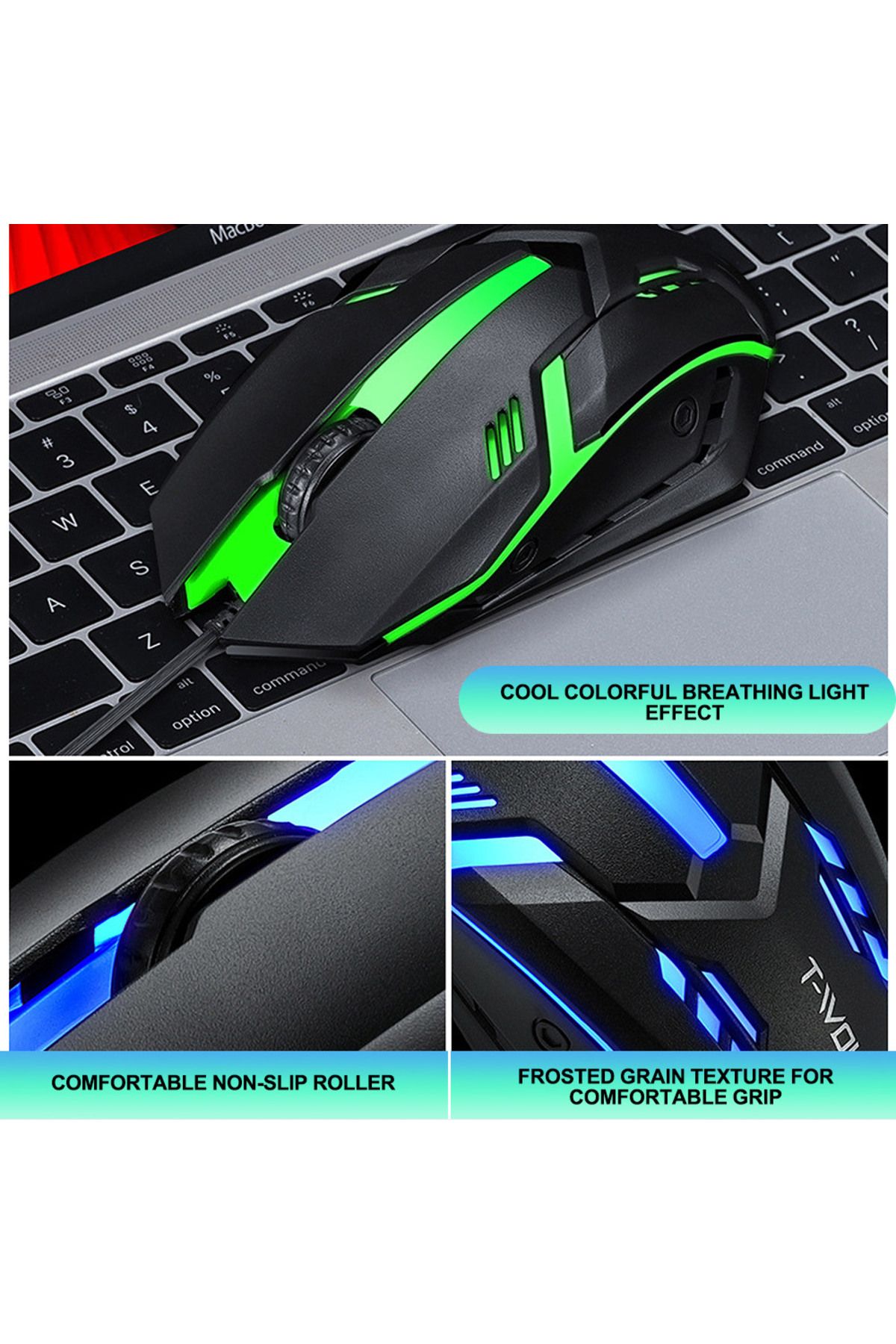 T-WOLF-Gaming Keyboard and Mouse Combo - 104-Key Compact RGB Backlit Gaming Keyboard with Mechanical Feel 6