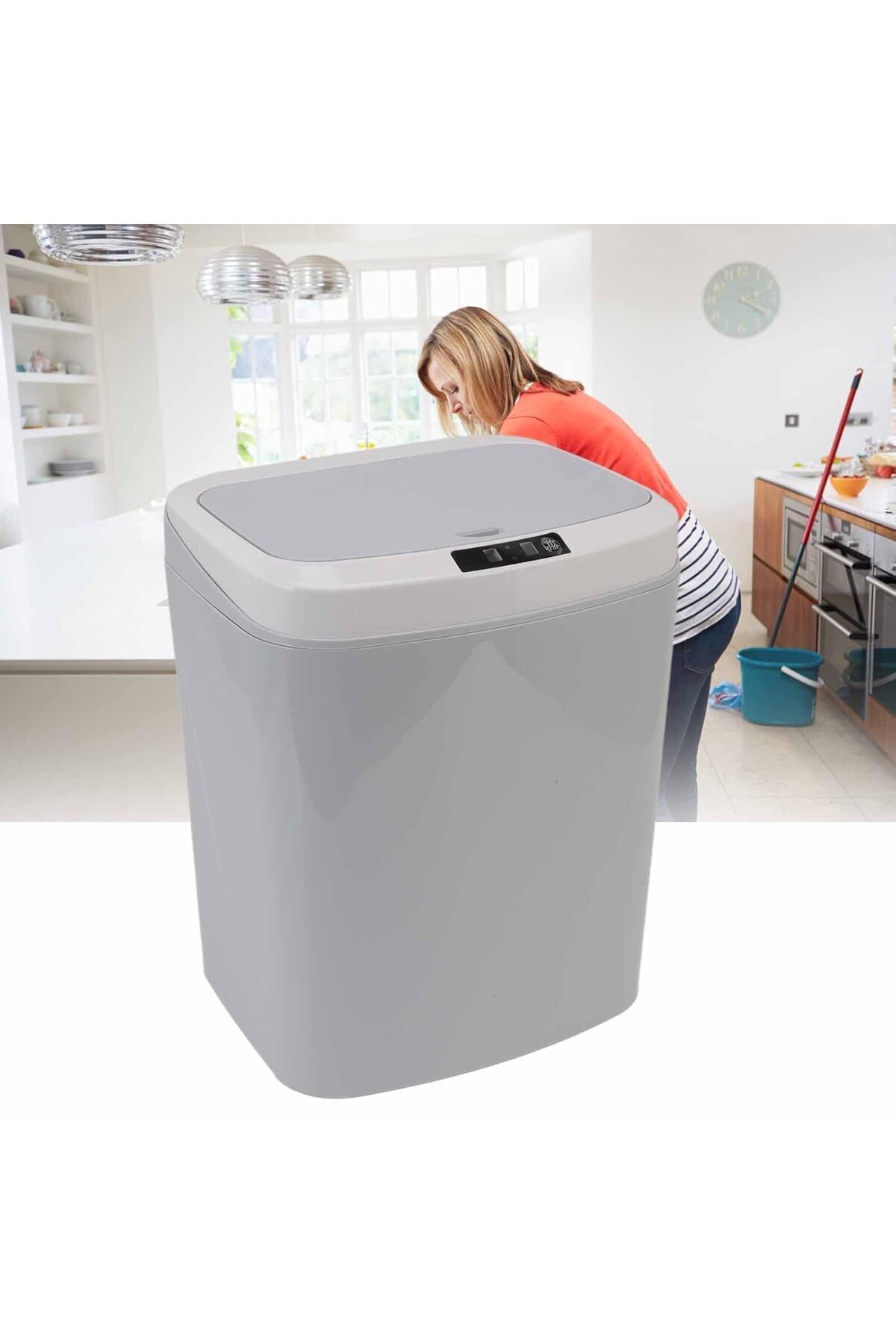 COOYA-Wastebasket, 16 Litre, Fully Automatic, With Lid, For Home\kitchen\bedroom\dormitory, Grey 5