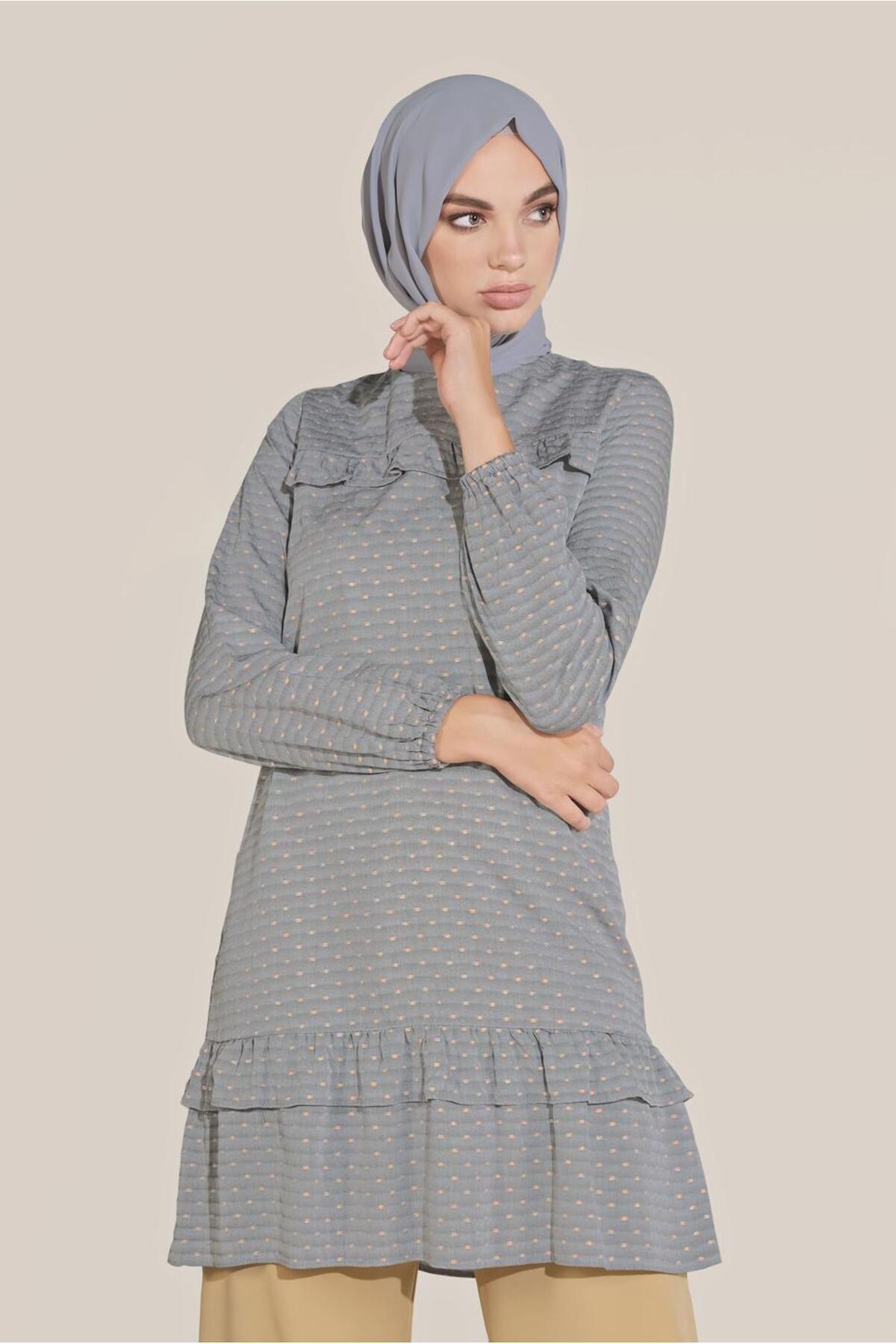 آلوینا تونیک با جزئیات پفدار و کش در مچ پا ۴۰۸۲۲ آلوینا تونیک با جزئیات پفدار و کش در مچ پا ۴۰۸۲۲