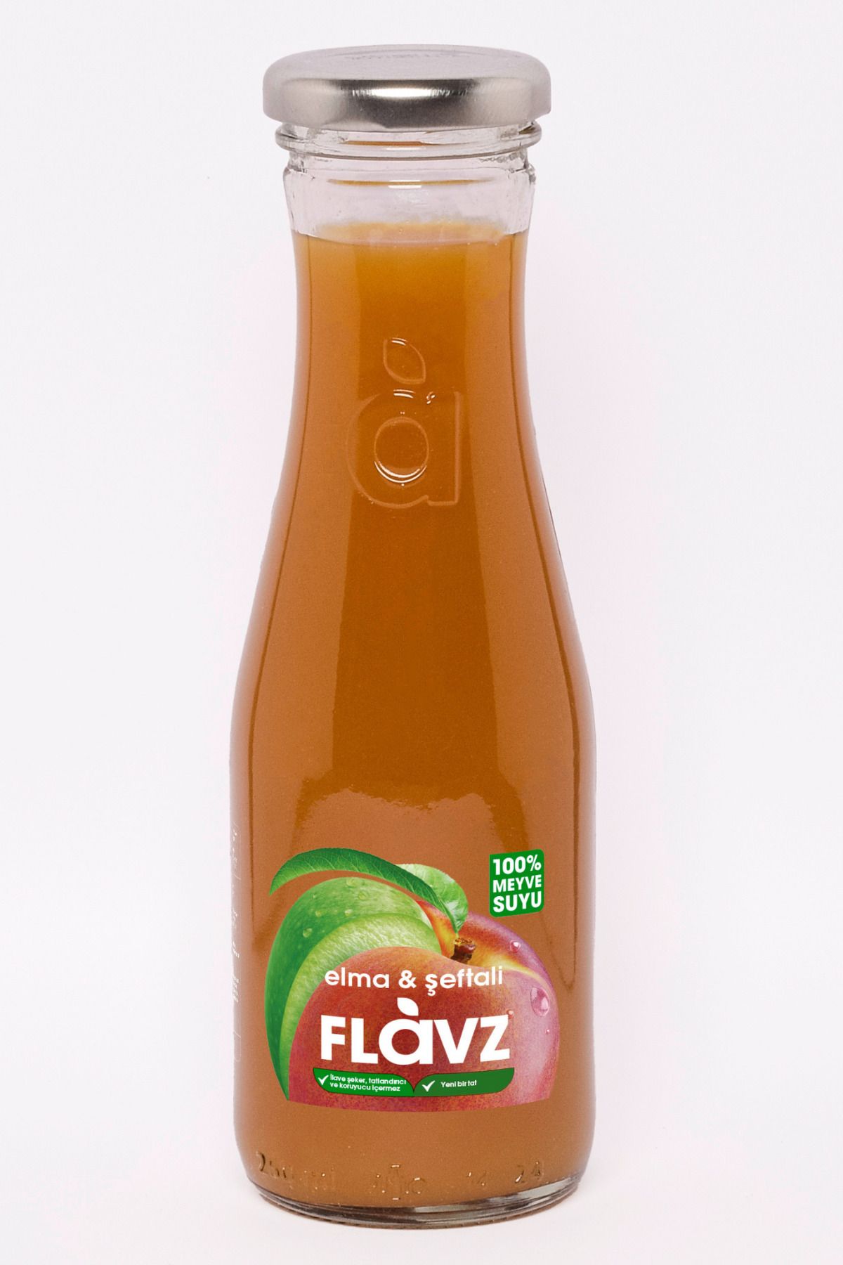 FLAVZ %100 Doğal Şeftali & Elma Meyve Suyu 250ml Cam Şişe- Gerçek Meyveden, Katkısız