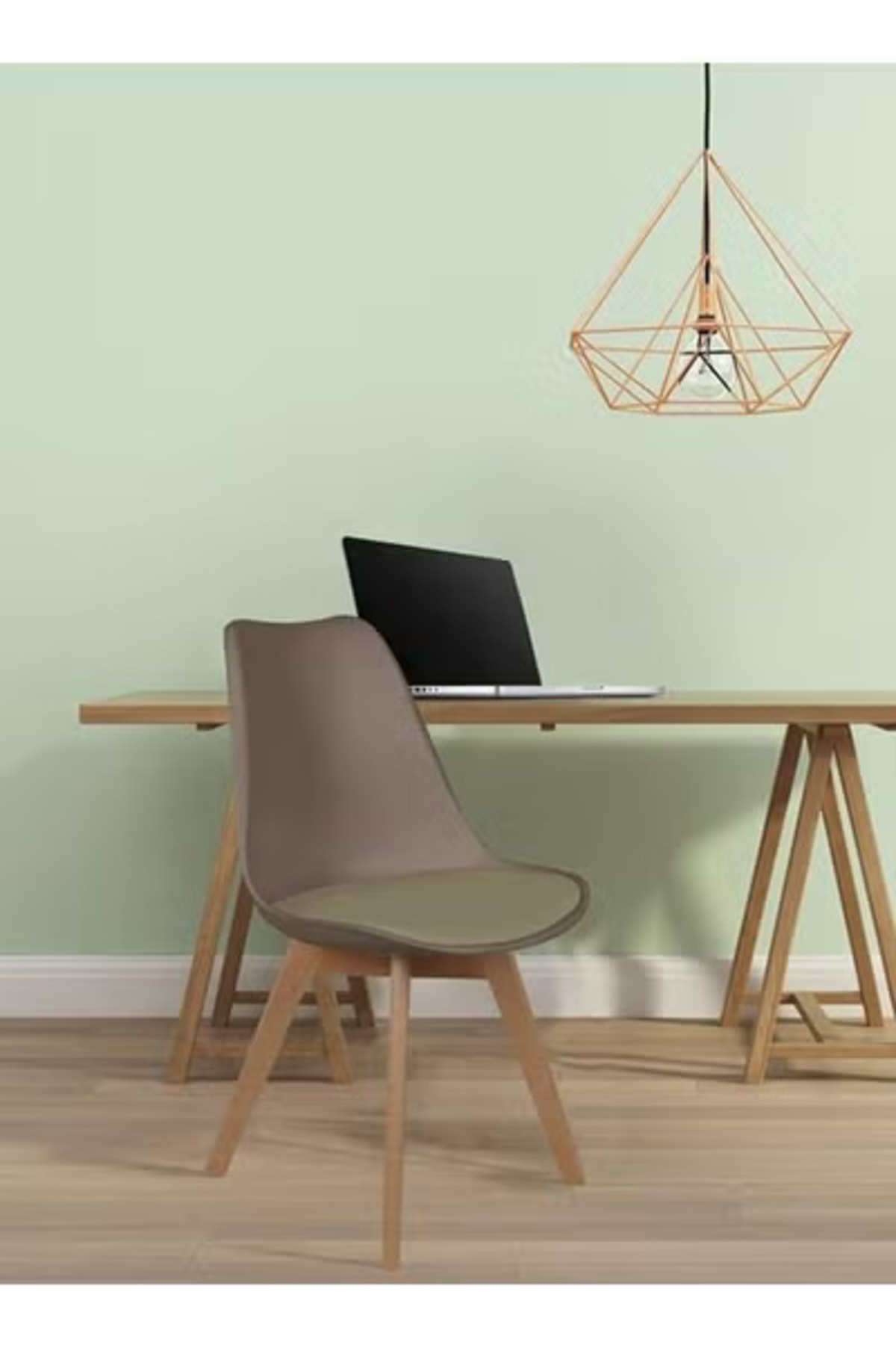 Taimi-Pack Of 4 Mid Century Modern Side Chair , PU Leather Soft Padded Seats and Solid Wood Legs Brown 6
