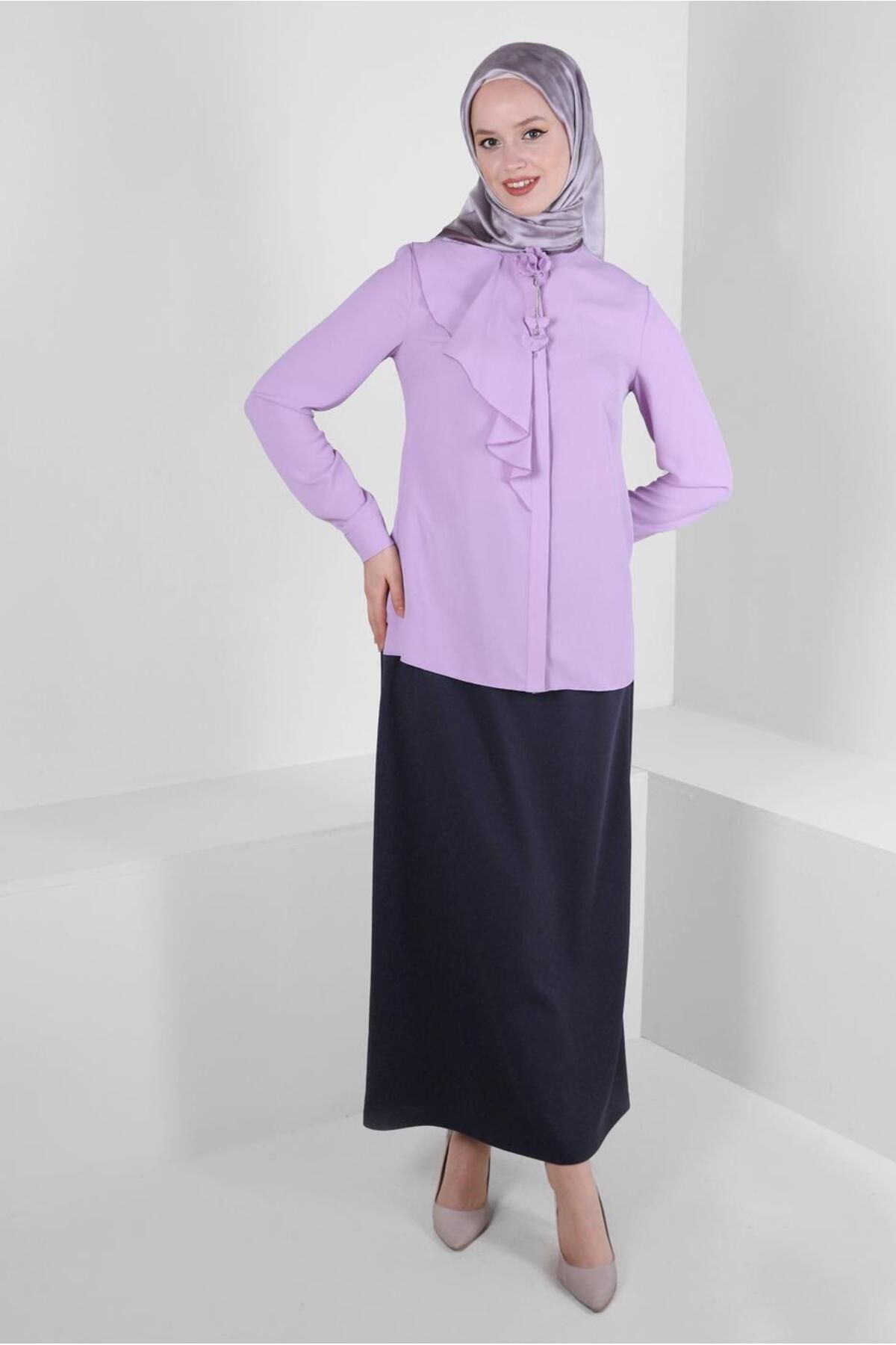 بلوز FLOWN DEtailed Flower Accessory BLOUSE 42794 Alvina