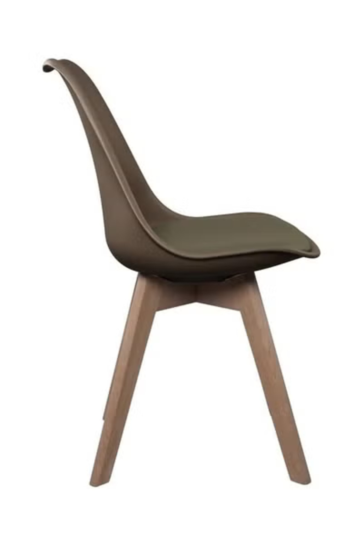 Taimi-Pack Of 6 Mid Century Modern Side Chair , PU Leather Soft Padded Seats and Solid Wood Legs Brown 3