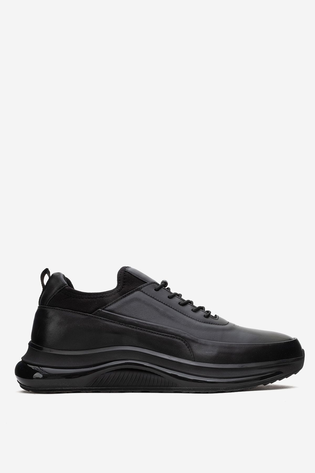 Dericlub Erkek Kalın Taban Comfort Sneaker Gerçek Deri Cr 2440 Siyah