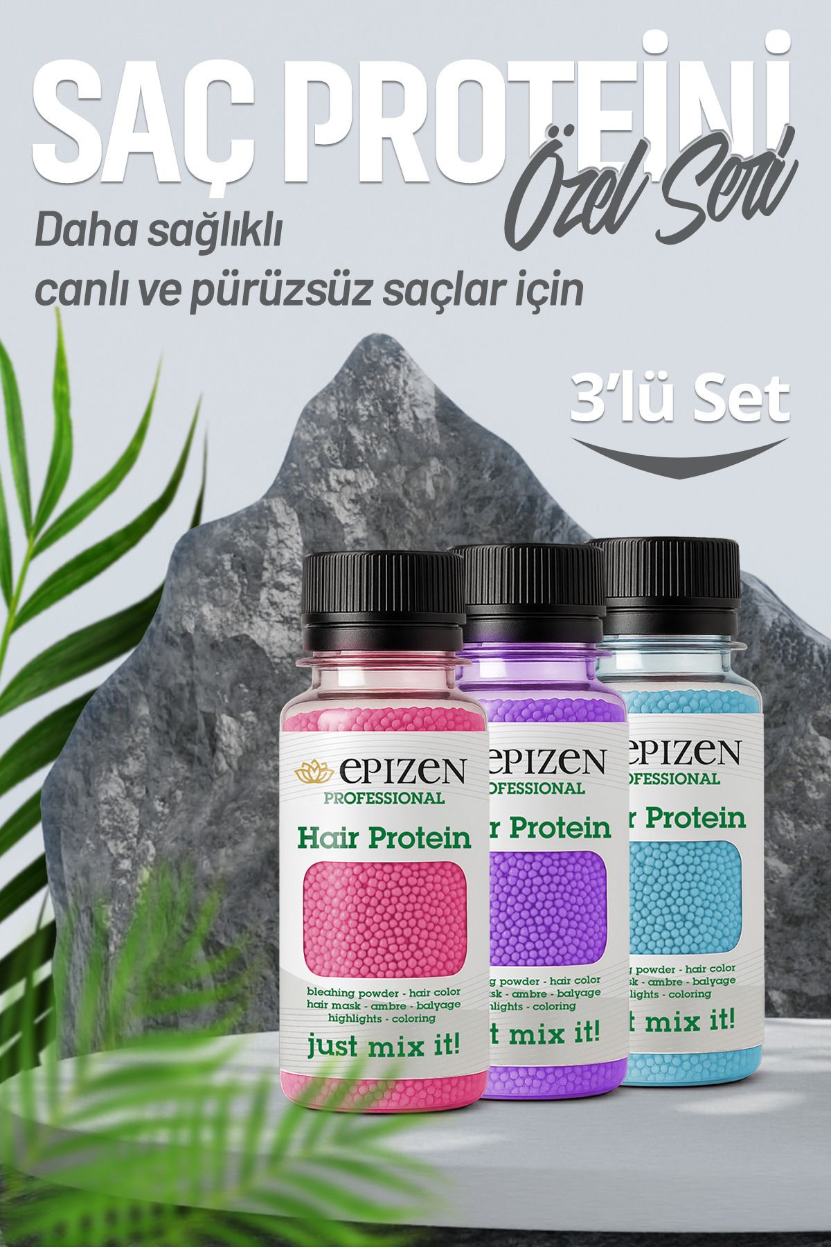 EPİZEN Sağlıklı Pürüzsüz Canlı Saçlar Vitamin Seti / Saç Bakım Proteini / 3 Adet