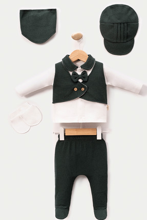 BEREKET BABY Erkek Bebek 5 li Pamuklu Takım Uzun Kollu, Yumuşak Kumaş, 0-3 Ay